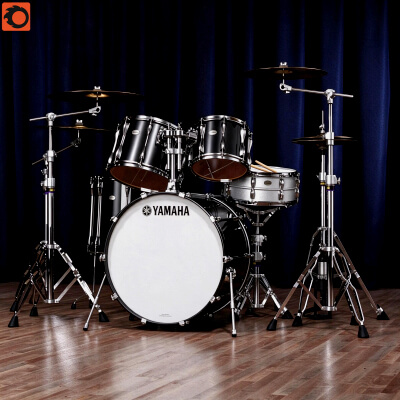 Yamaha Black Acoustic Drum Kit 3D Model