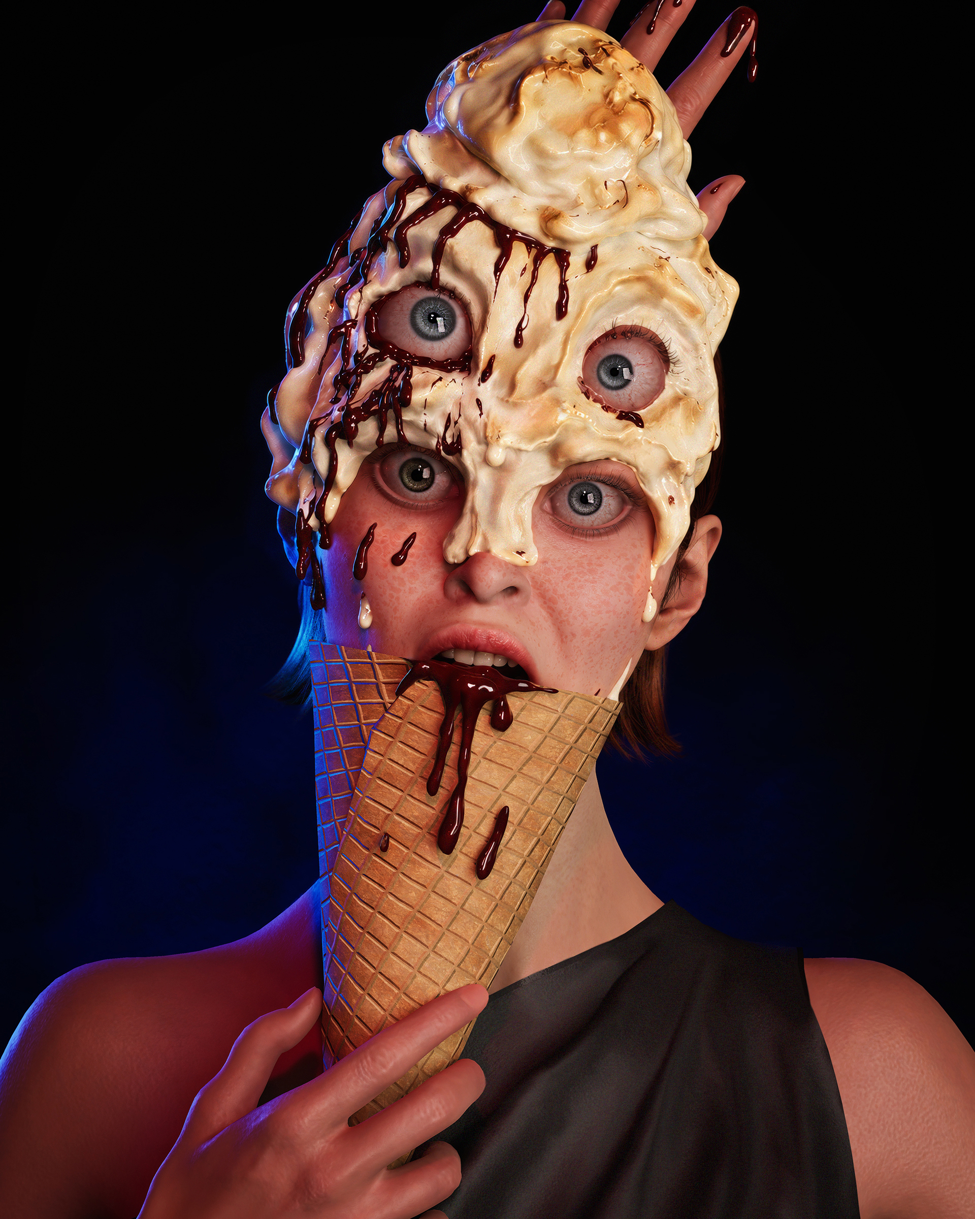 Brain Freeze 3D Render, Digital Artwork by scifier