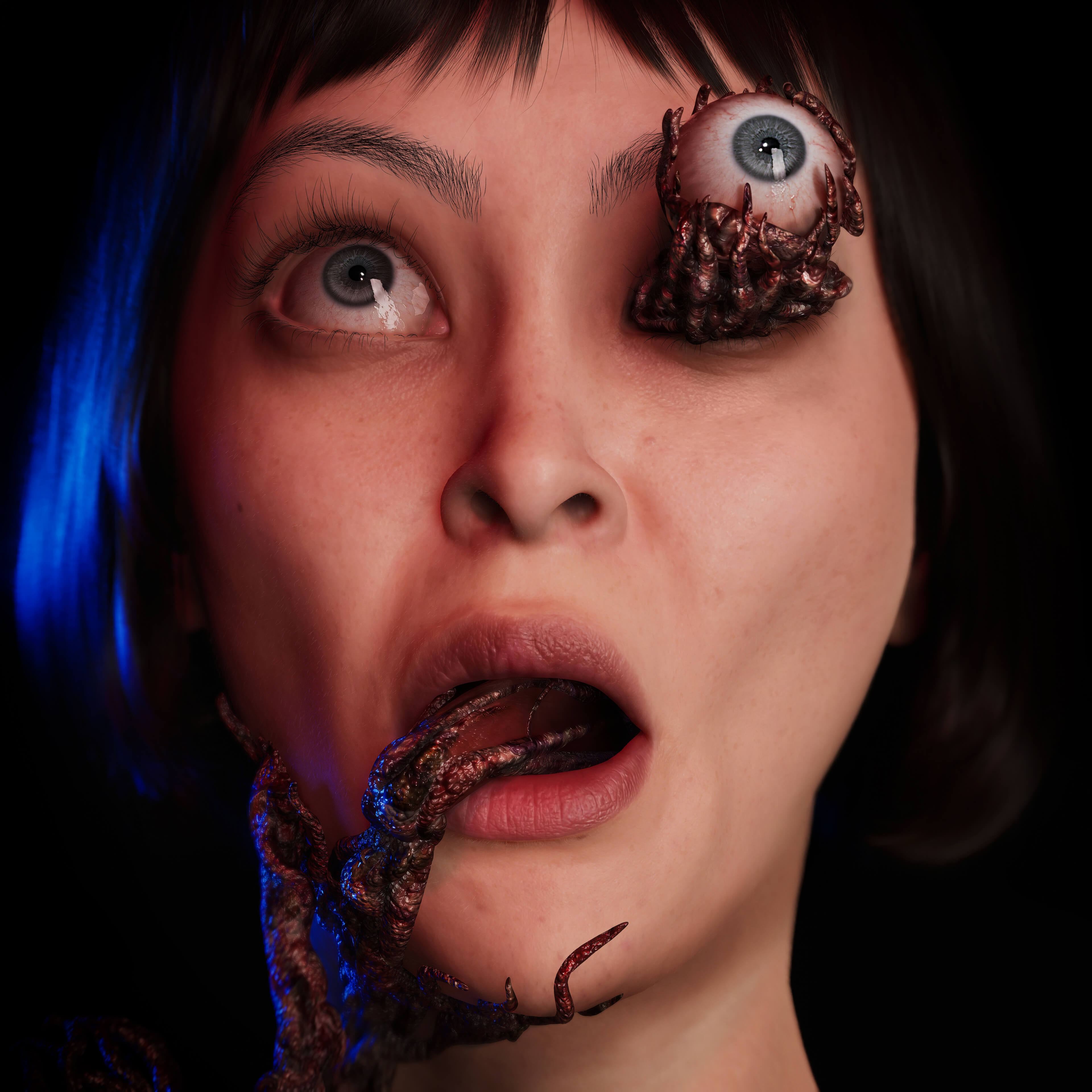 Something Behind Her Eyes 3D Render, Digital Artwork by scifier