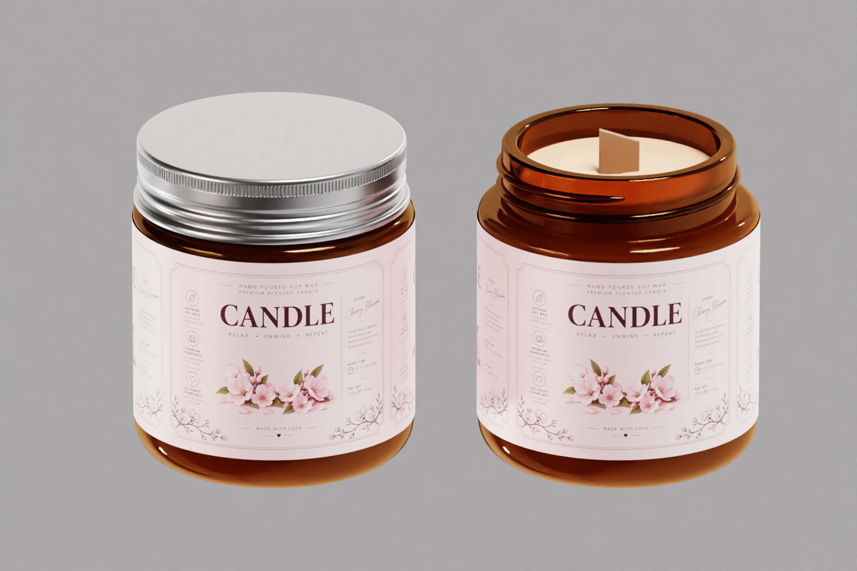 Amber Glass Candle Jar 3D Model