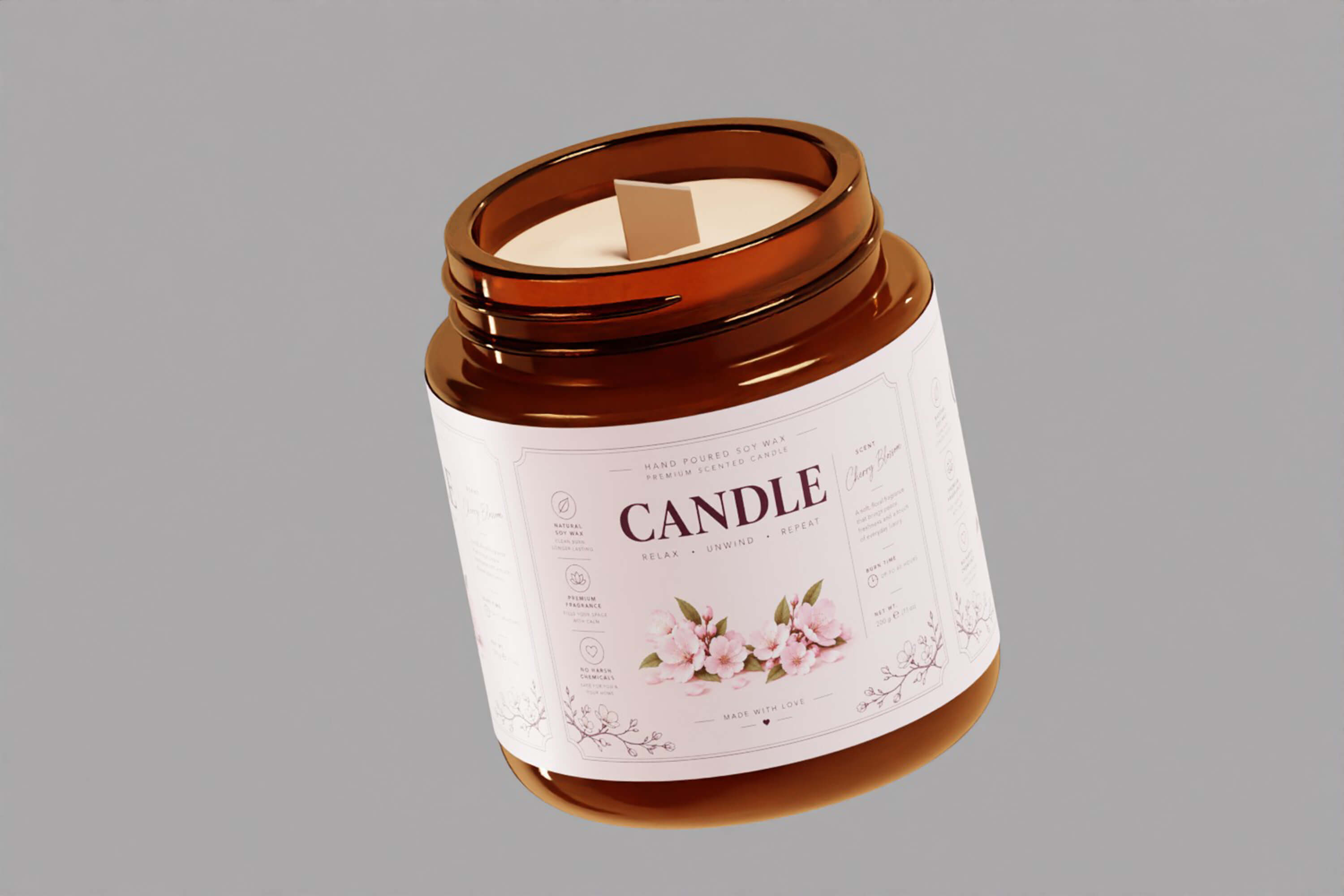 Amber Glass Candle Jar 3D Model