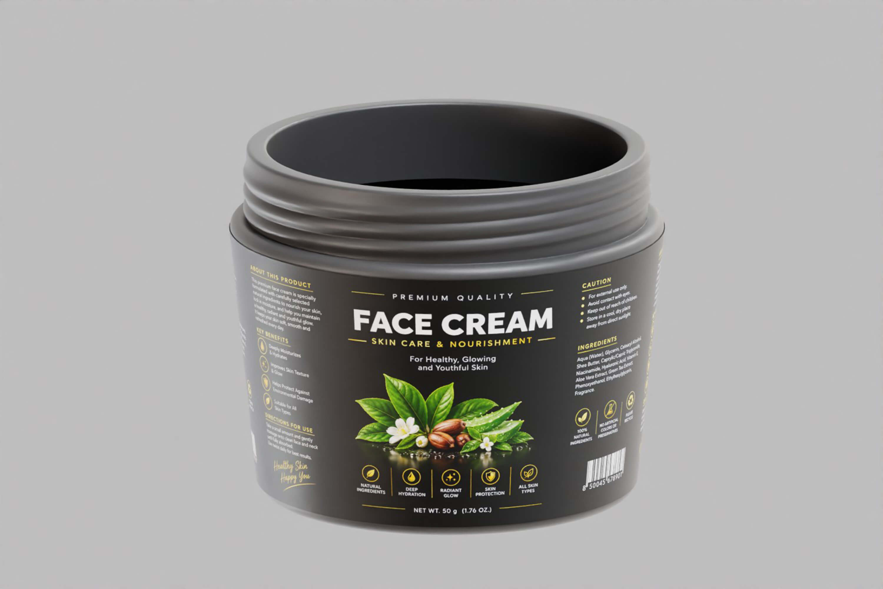 Black Cosmetic Jar Container 3D Model