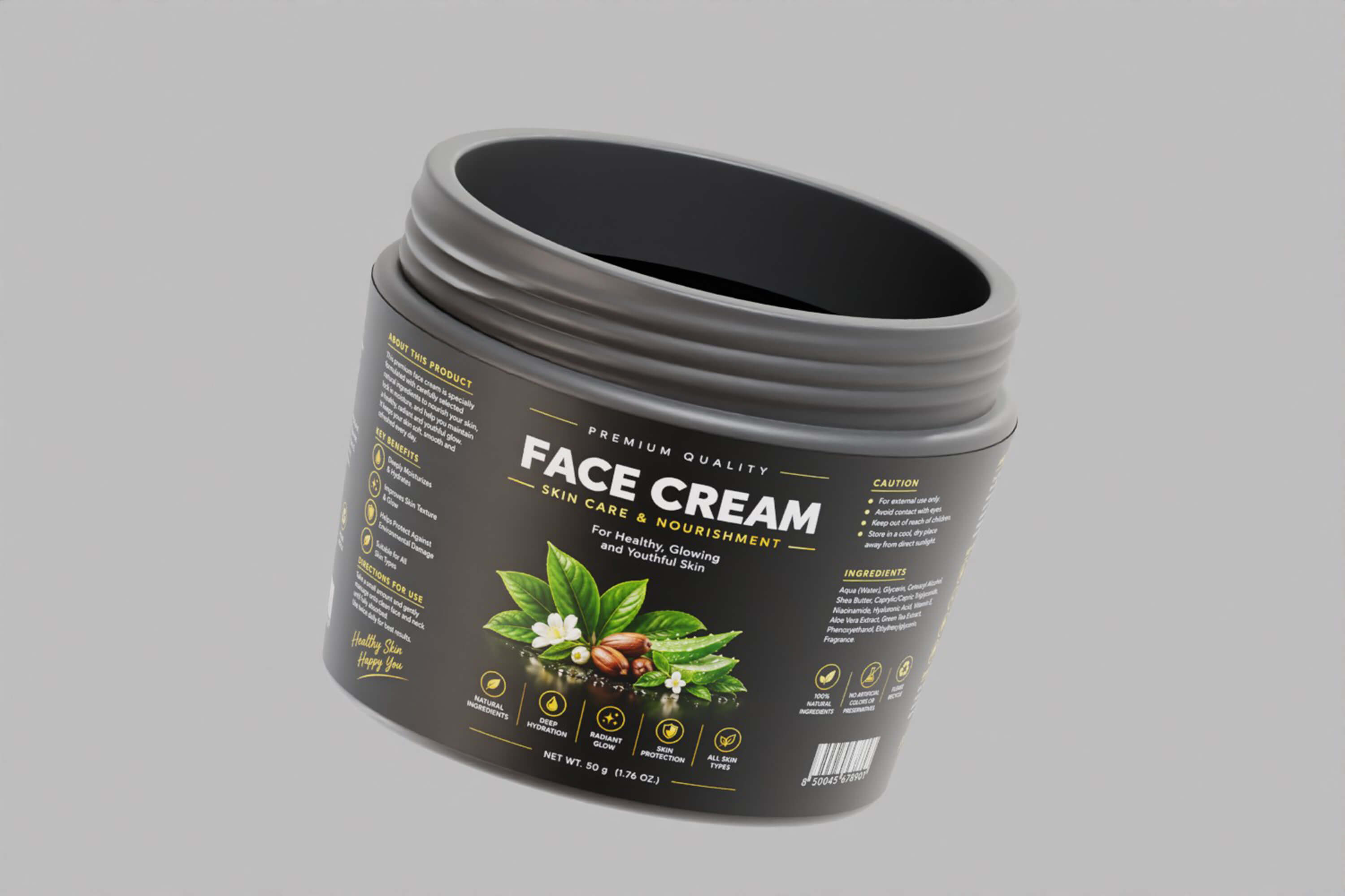 Black Cosmetic Jar Container 3D Model