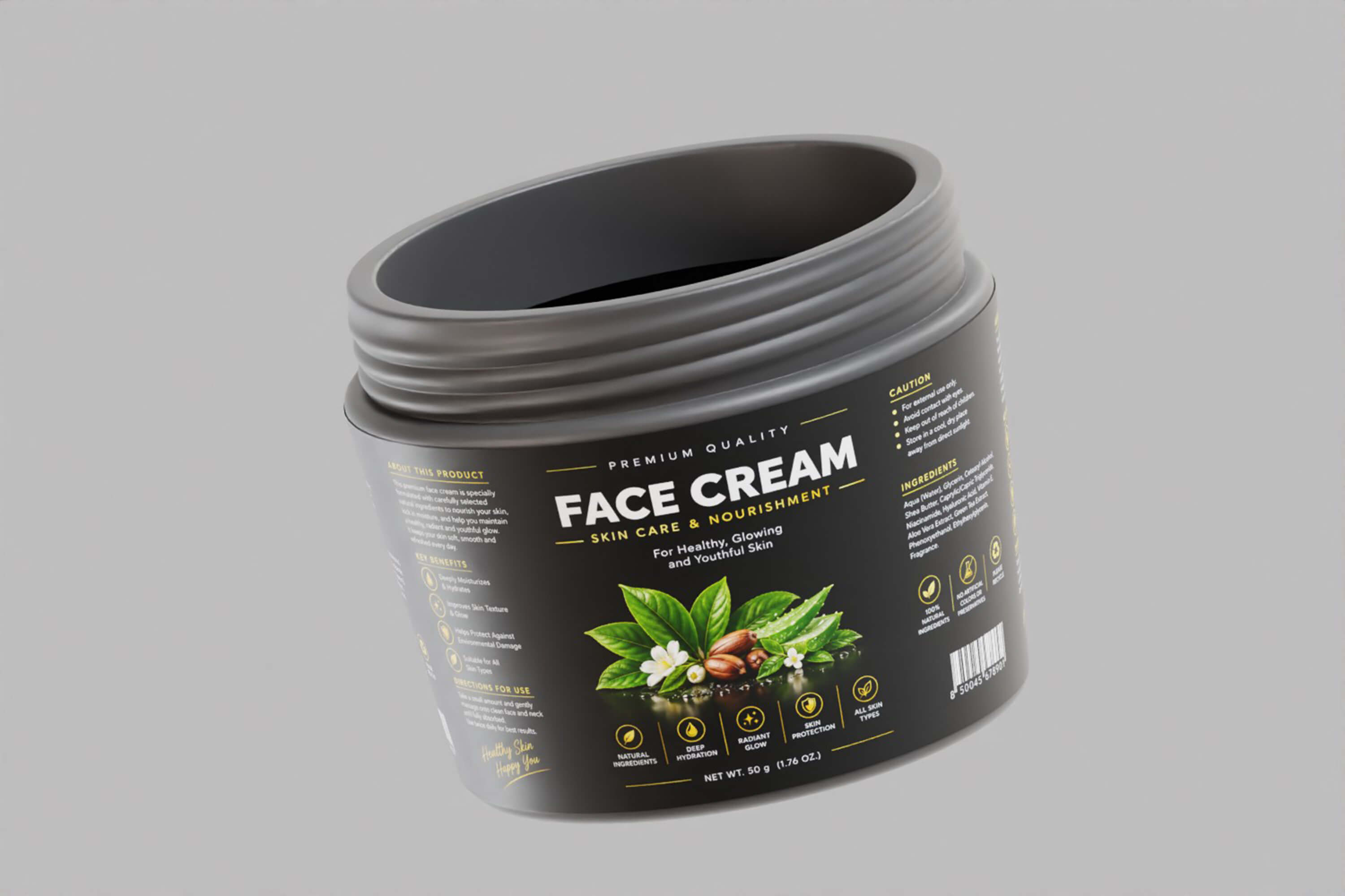 Black Cosmetic Jar Container 3D Model