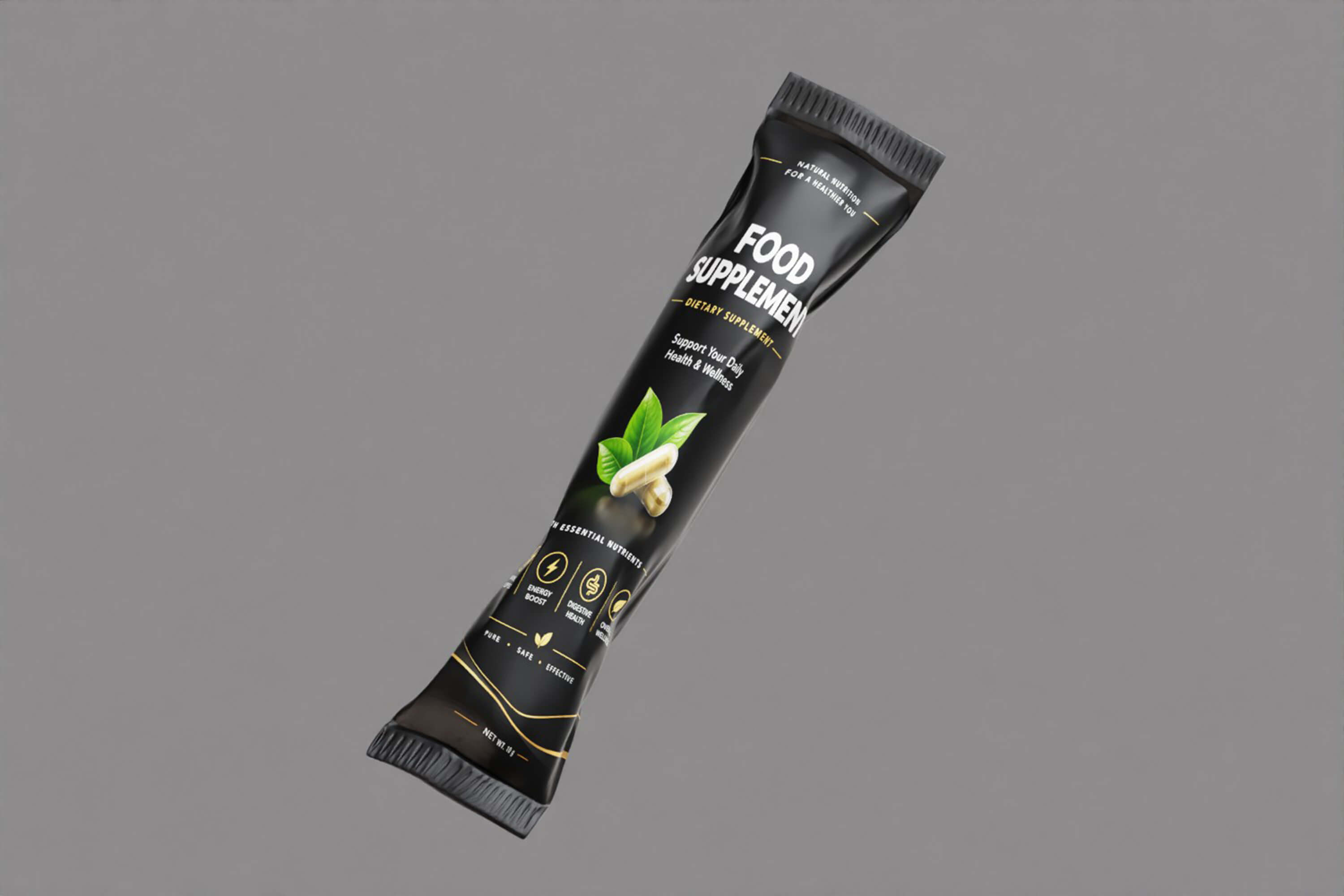 Black Supplement Sachet 3D Model