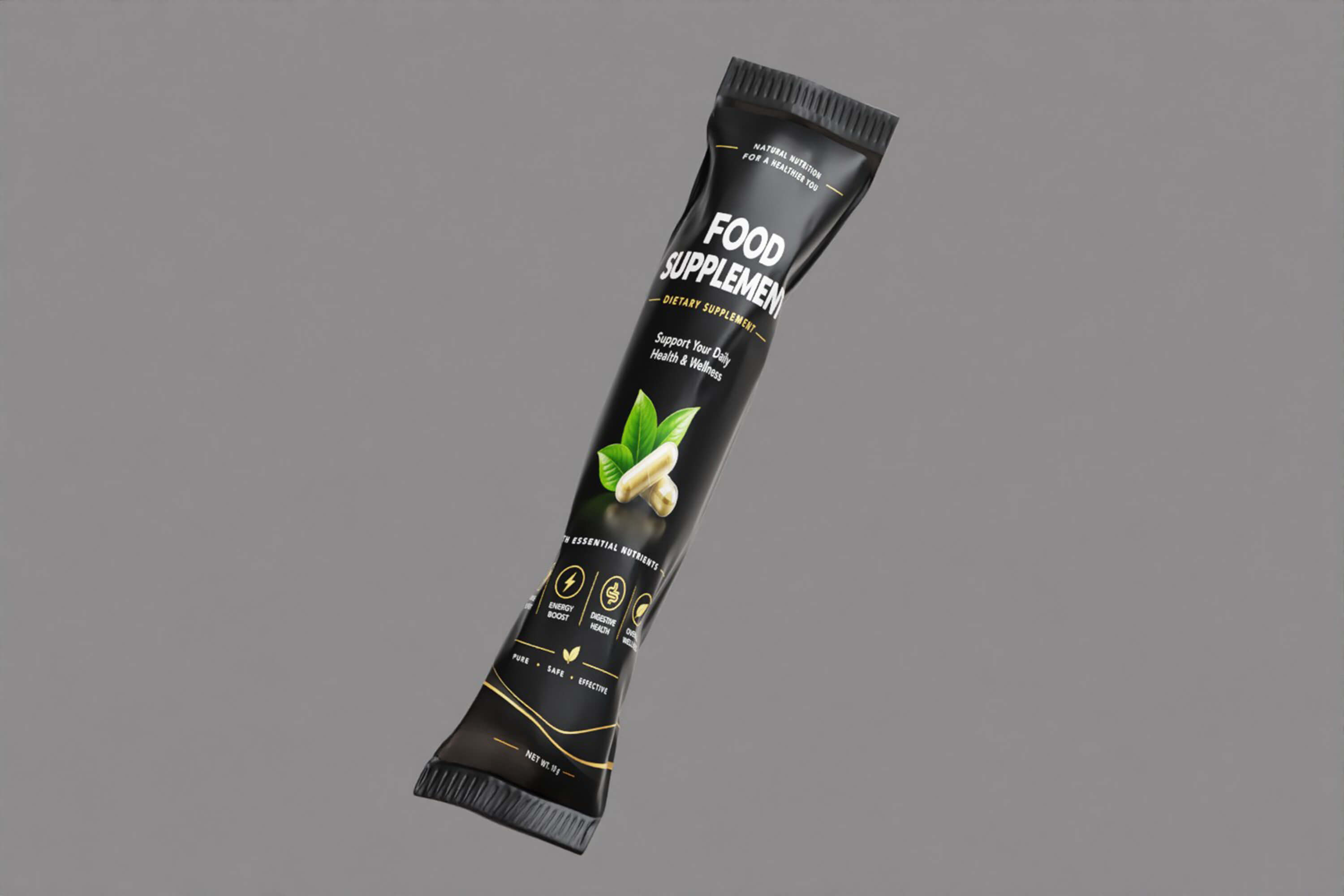 Black Supplement Sachet 3D Model