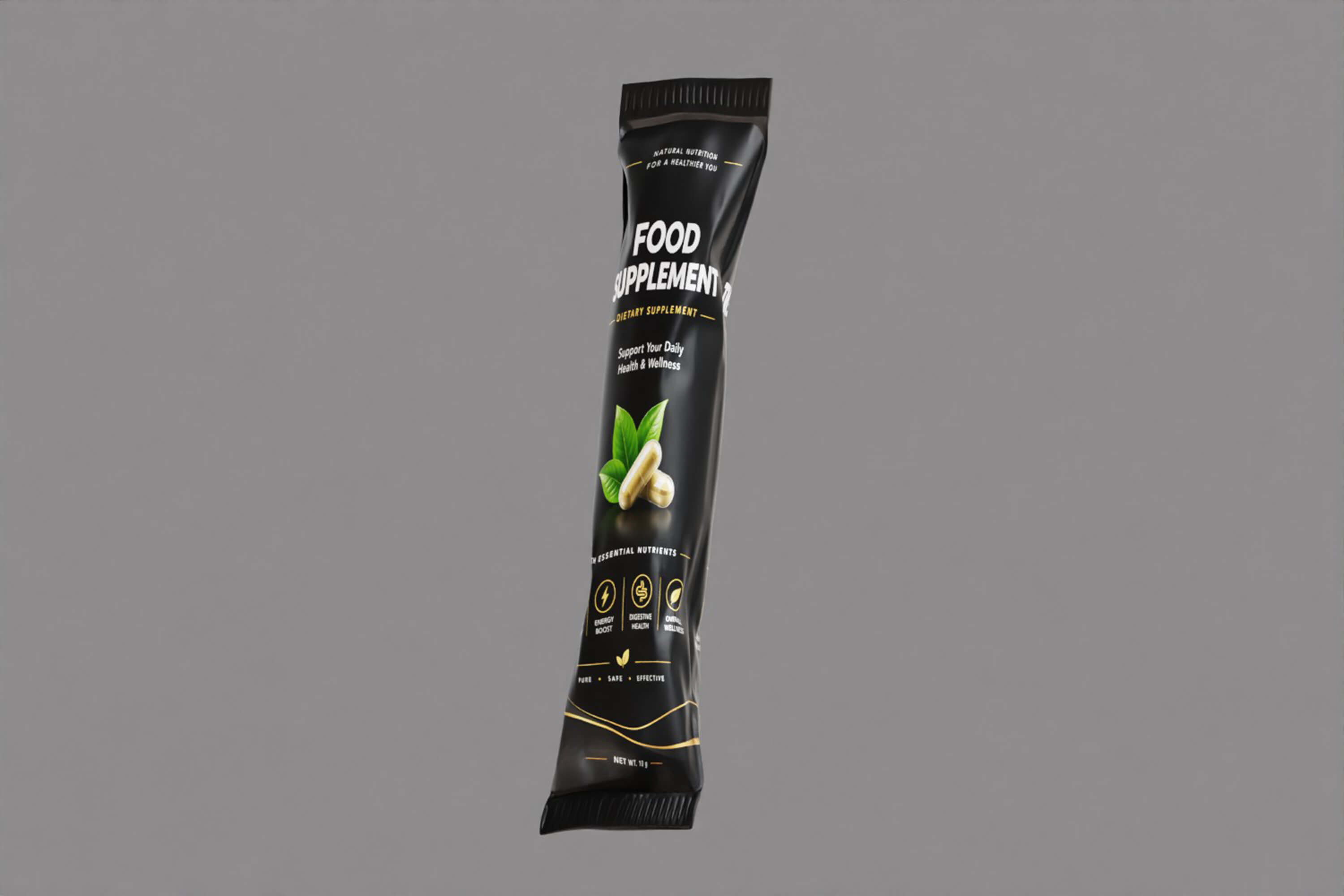 Black Supplement Sachet 3D Model
