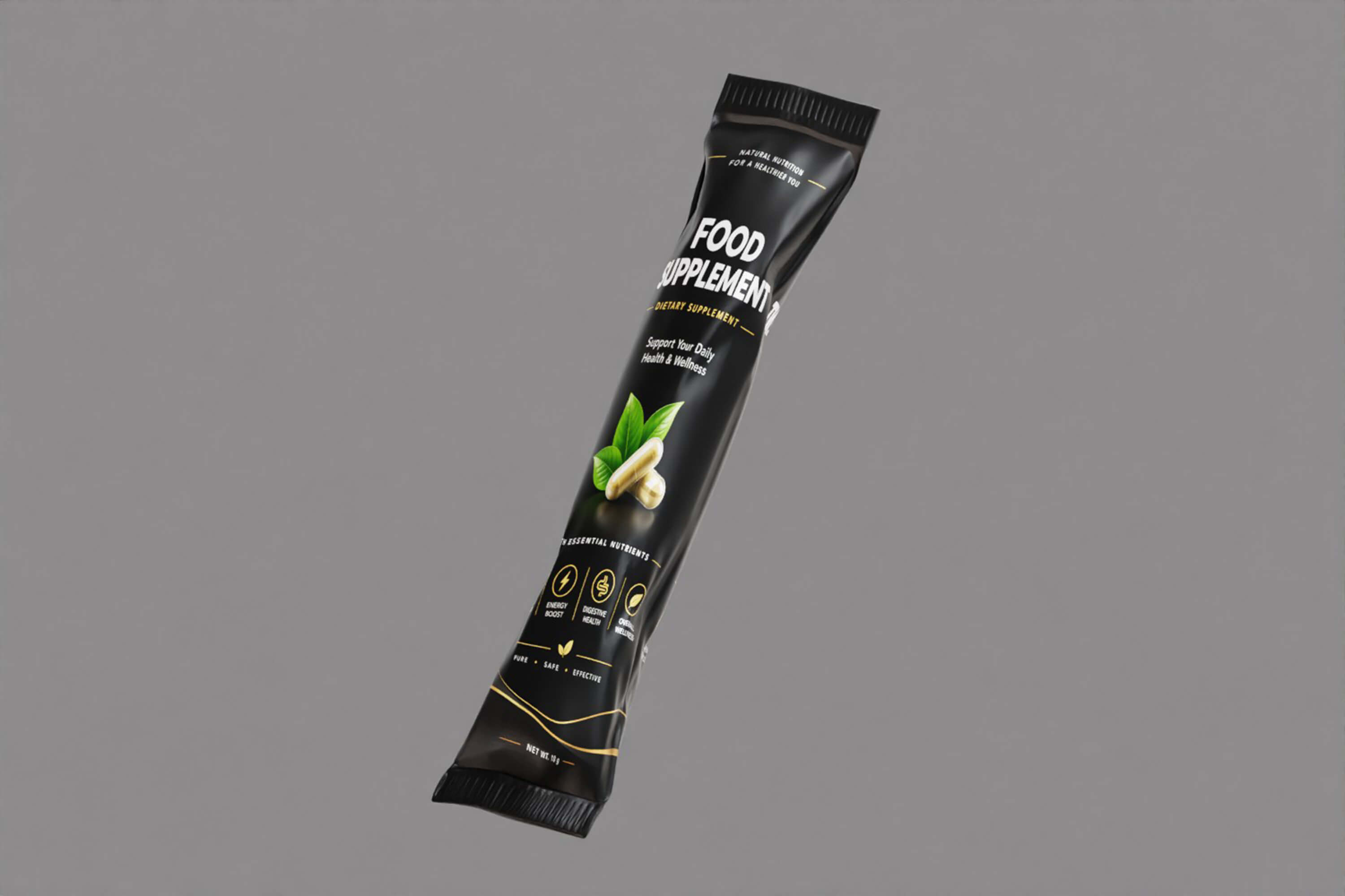 Black Supplement Sachet 3D Model