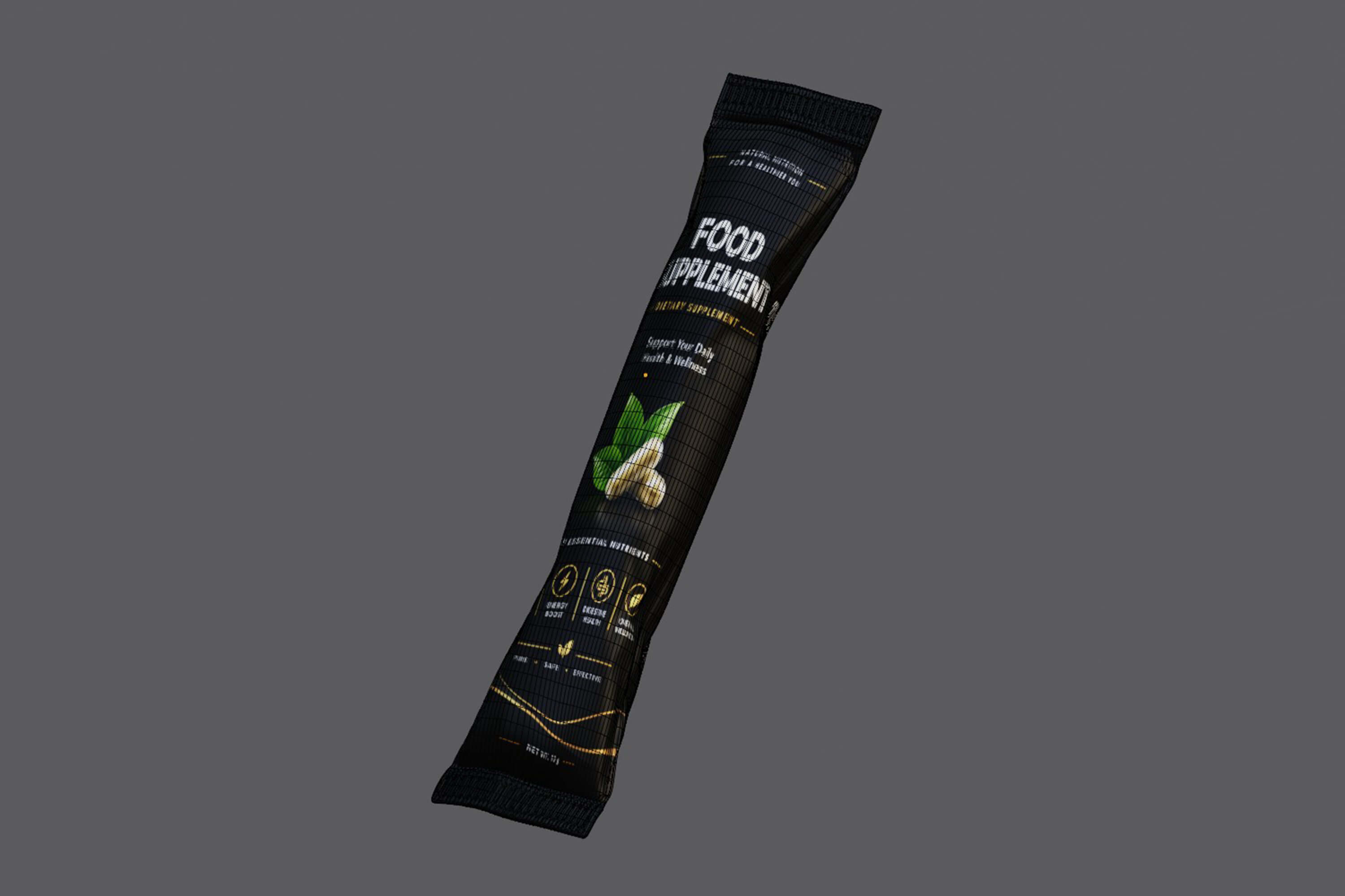 Black Supplement Sachet 3D Model