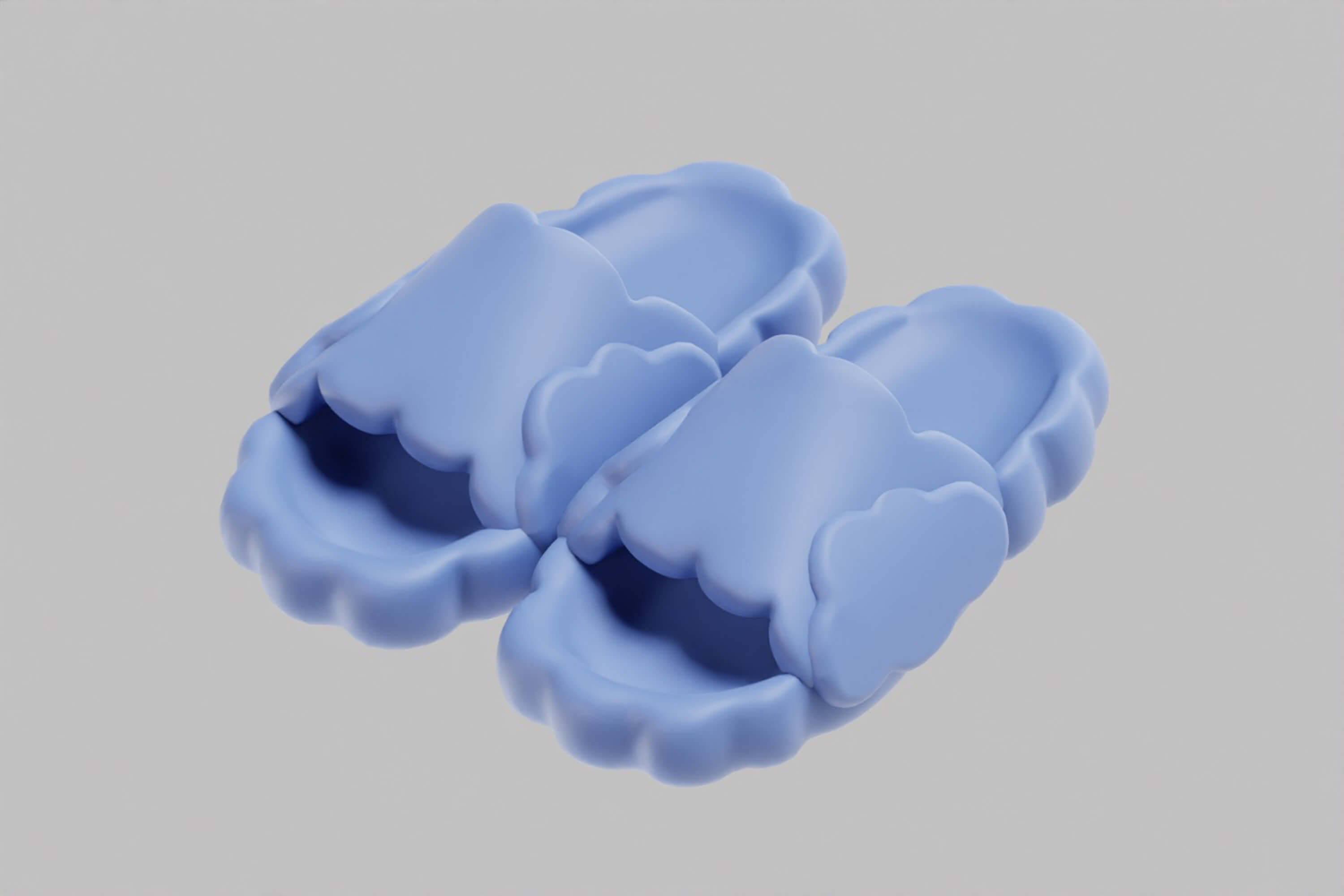 Cloud Shaped Cozy Slipper Pair 3D Model