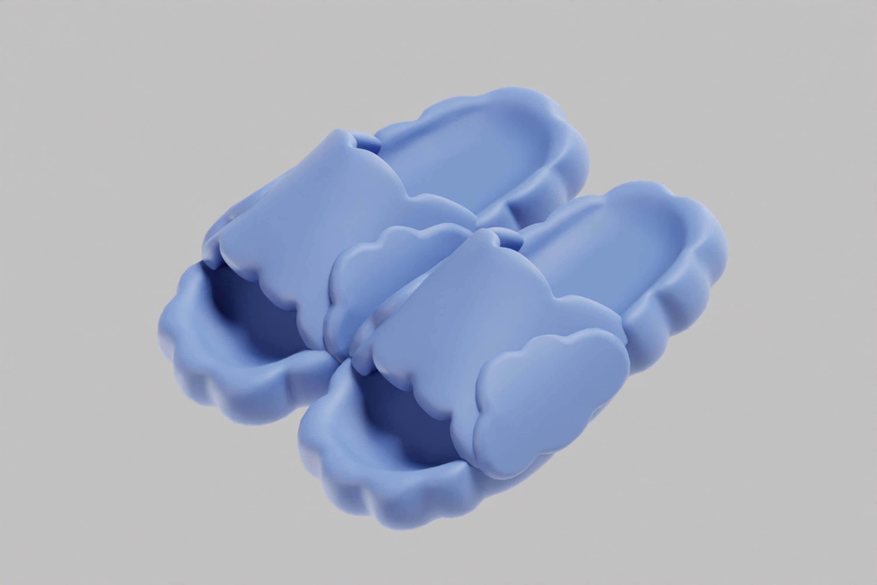 Cloud Shaped Cozy Slipper Pair 3D Model
