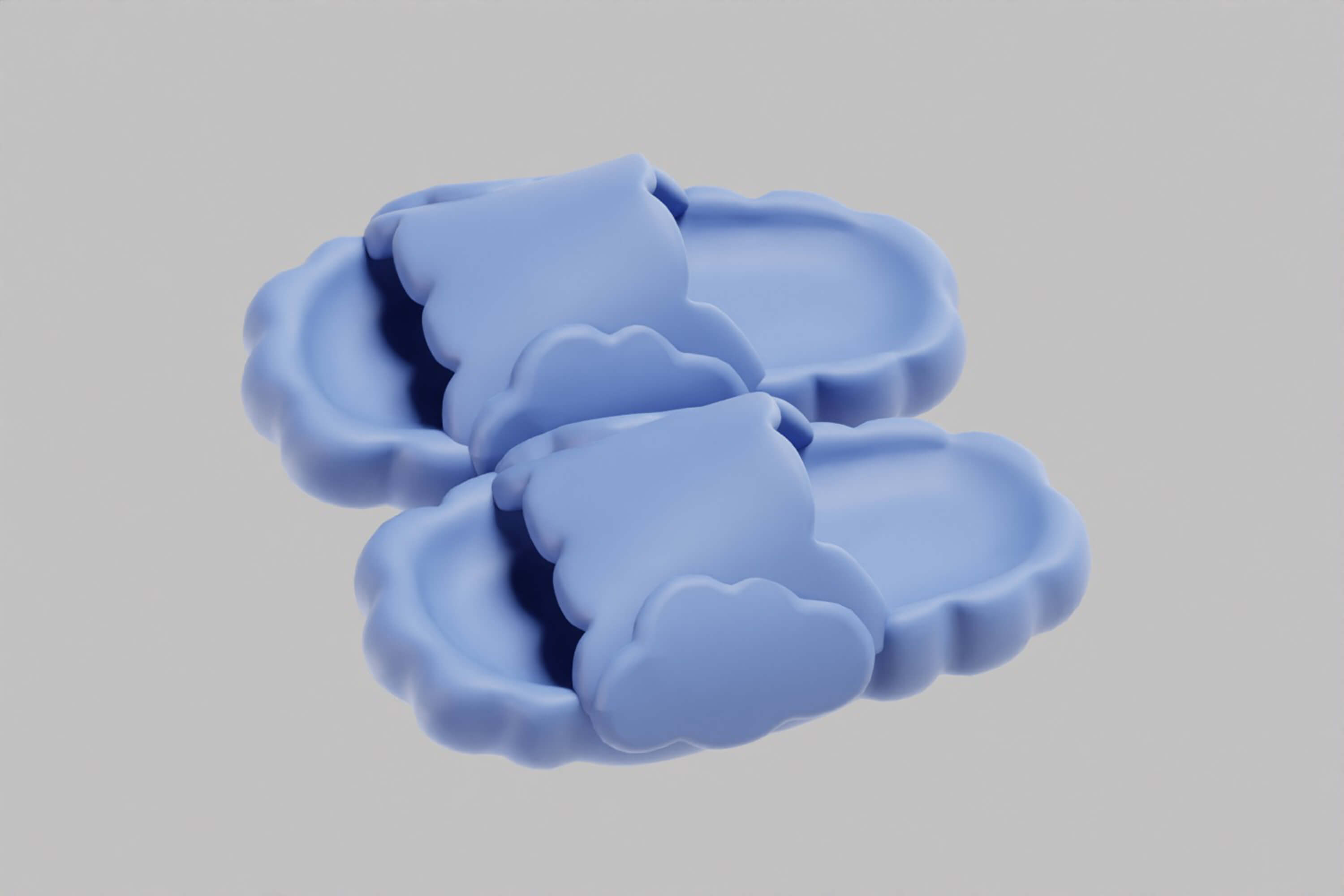 Cloud Shaped Cozy Slipper Pair 3D Model