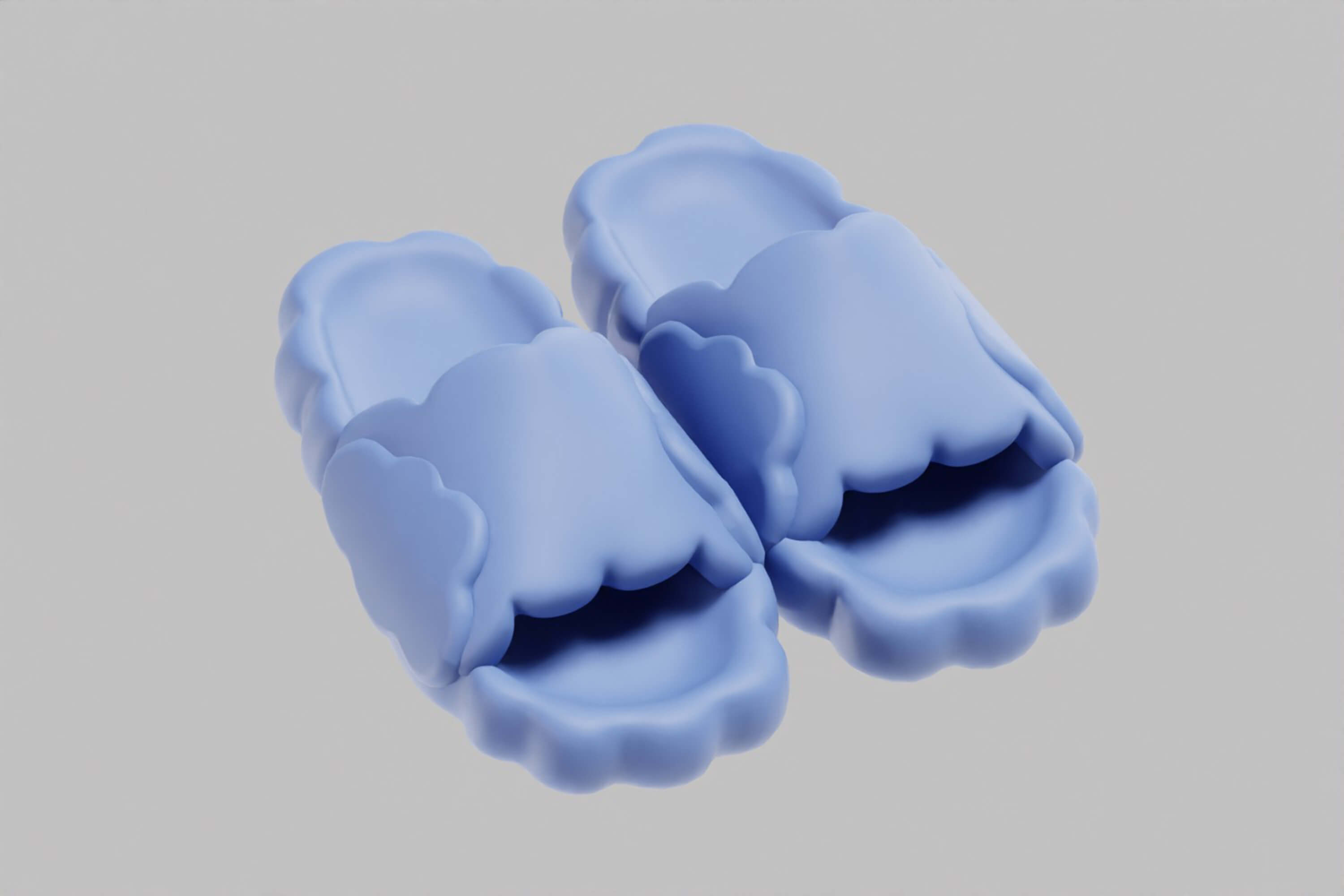 Cloud Shaped Cozy Slipper Pair 3D Model