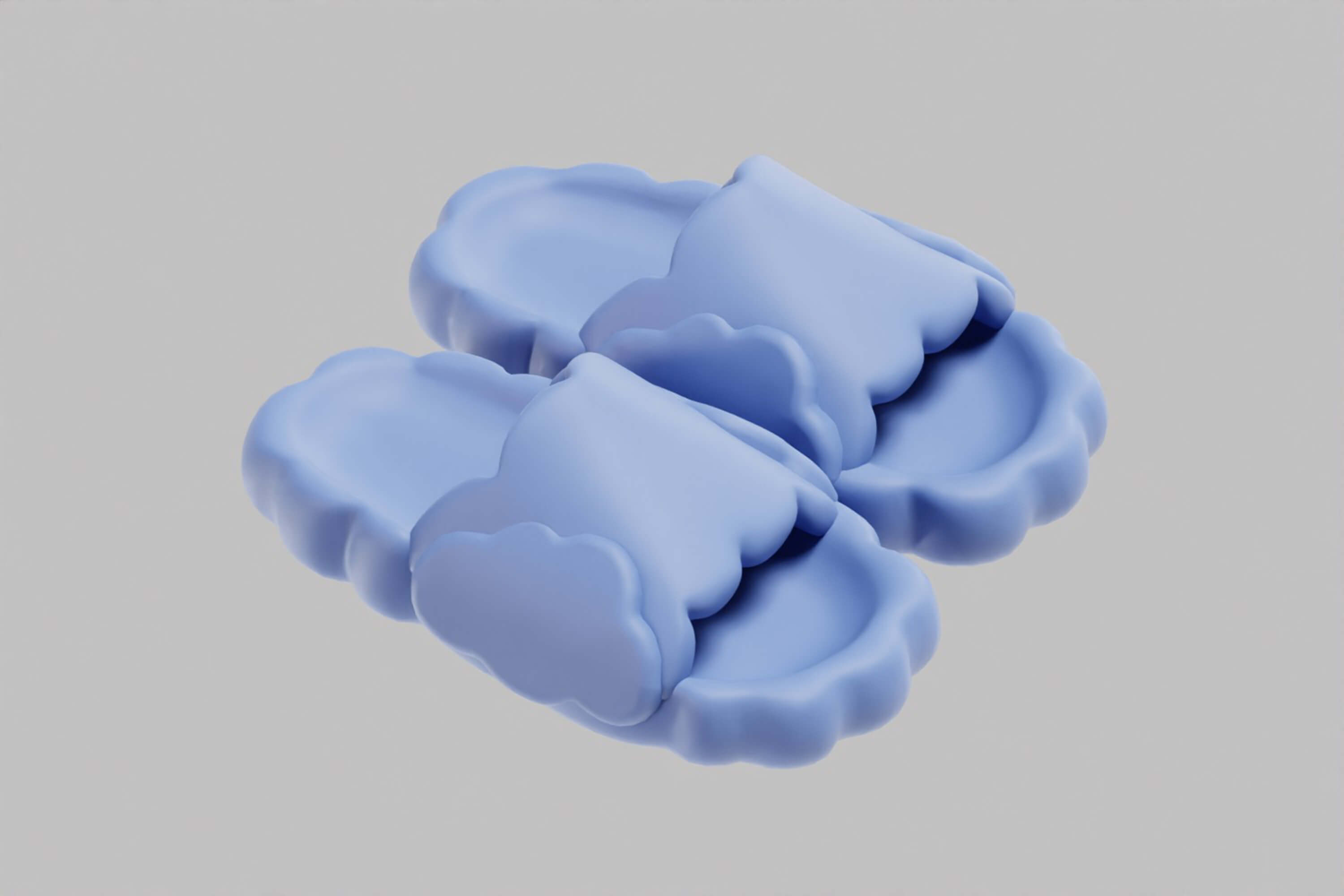Cloud Shaped Cozy Slipper Pair 3D Model