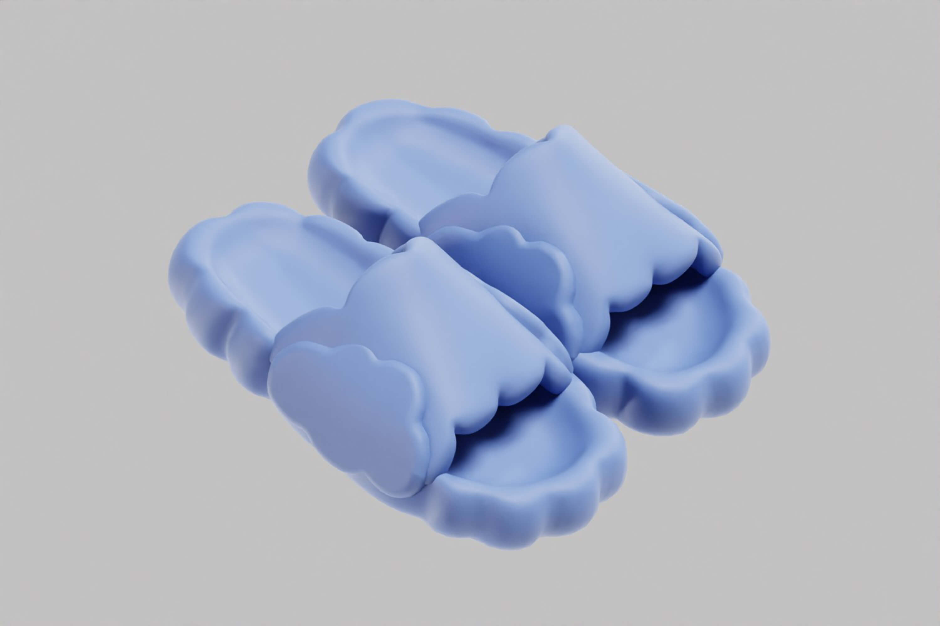 Cloud Shaped Cozy Slipper Pair 3D Model