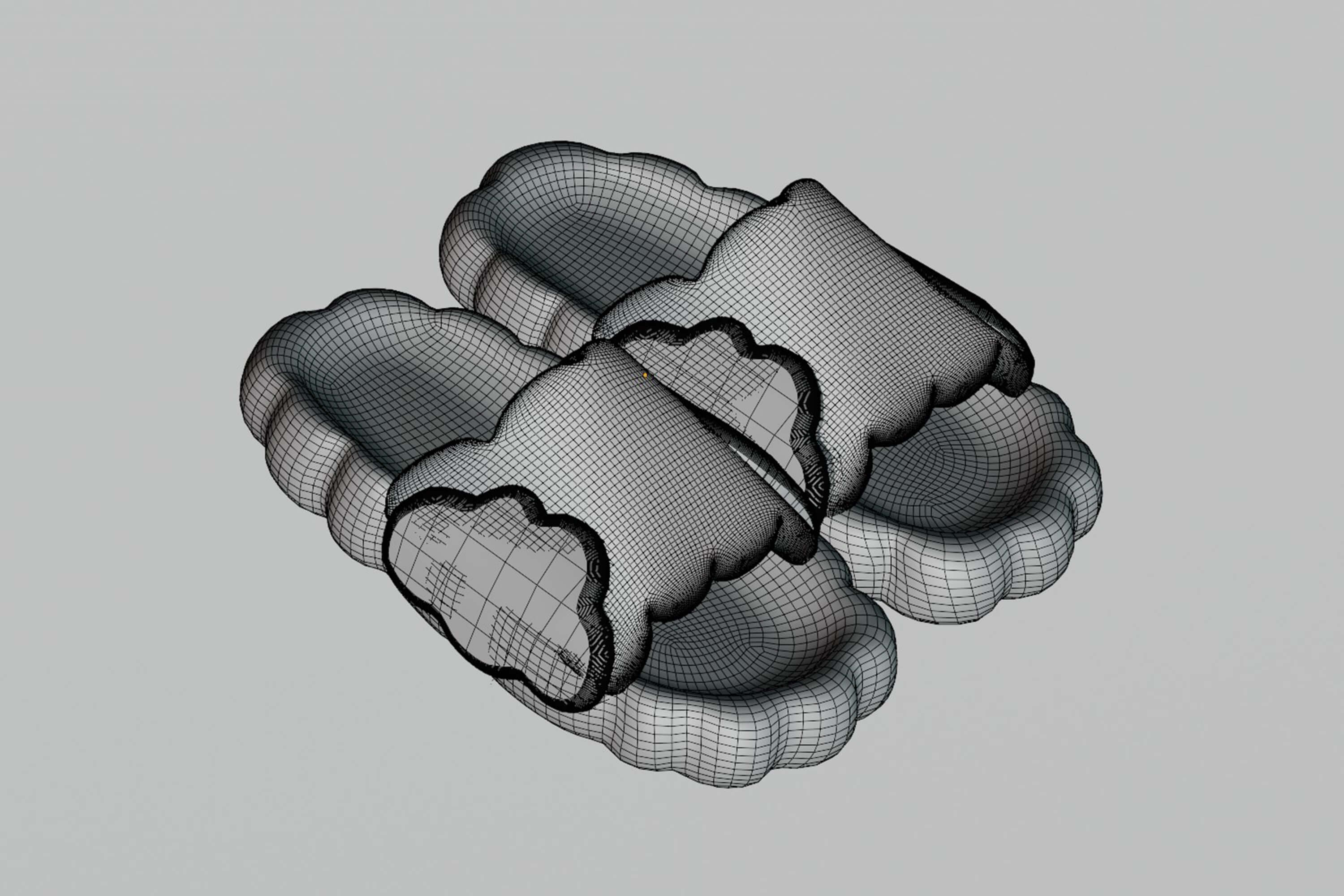 Cloud Shaped Cozy Slipper Pair 3D Model