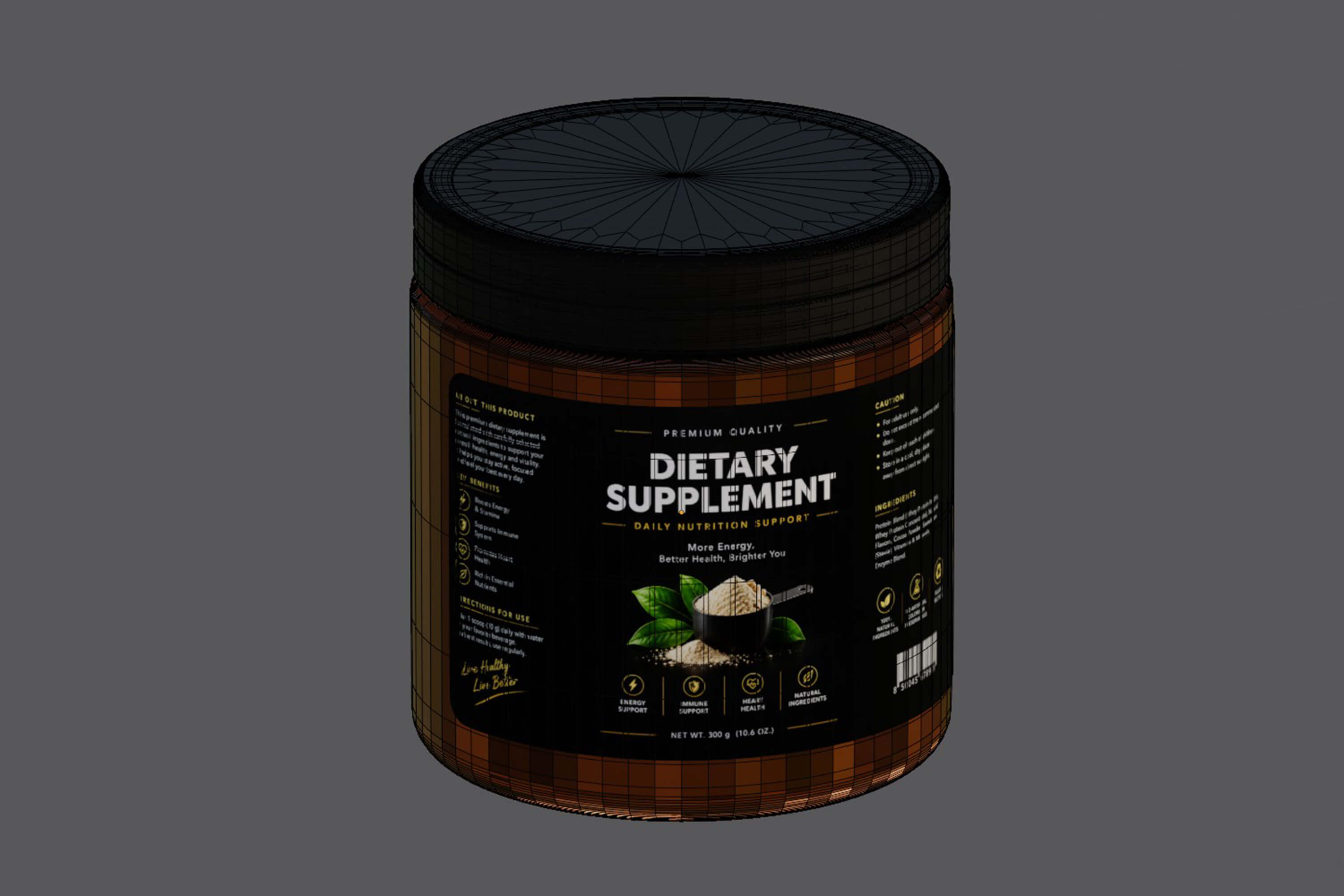 Dietary Supplement Open Jar 3D Model
