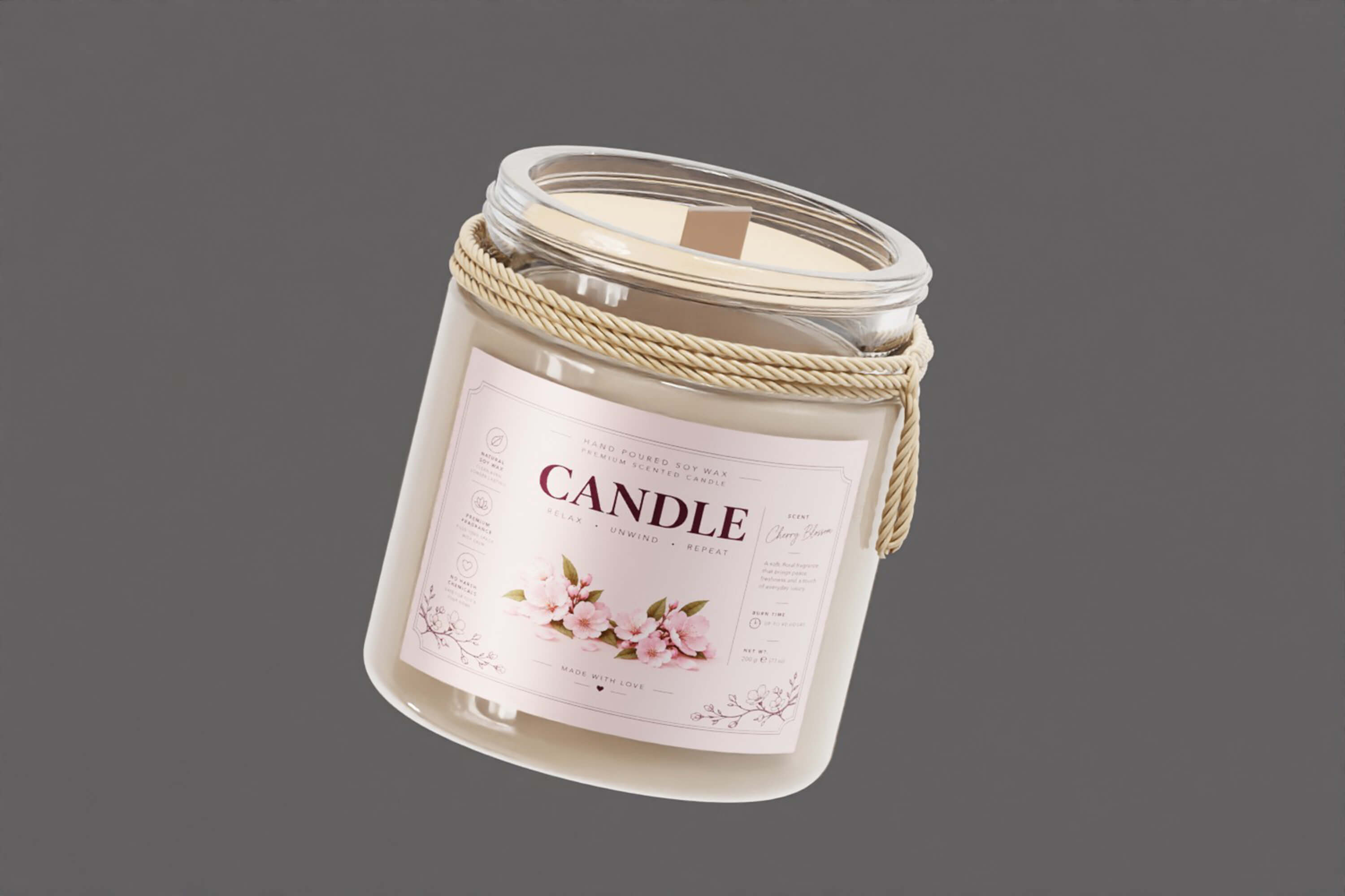 Elegant Scented Candle Jar 3D Model