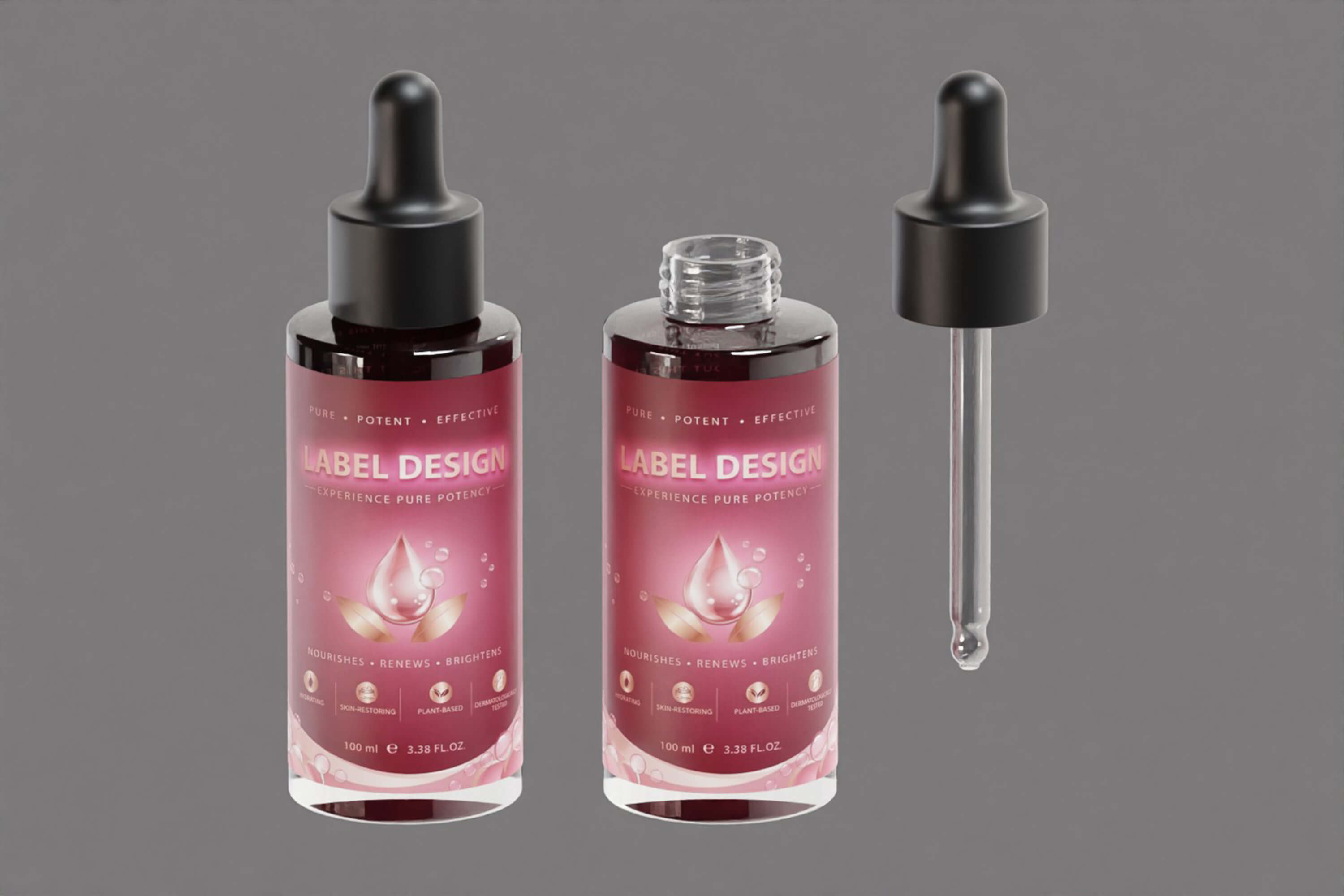 Glass Dropper Bottle Container 3D Model