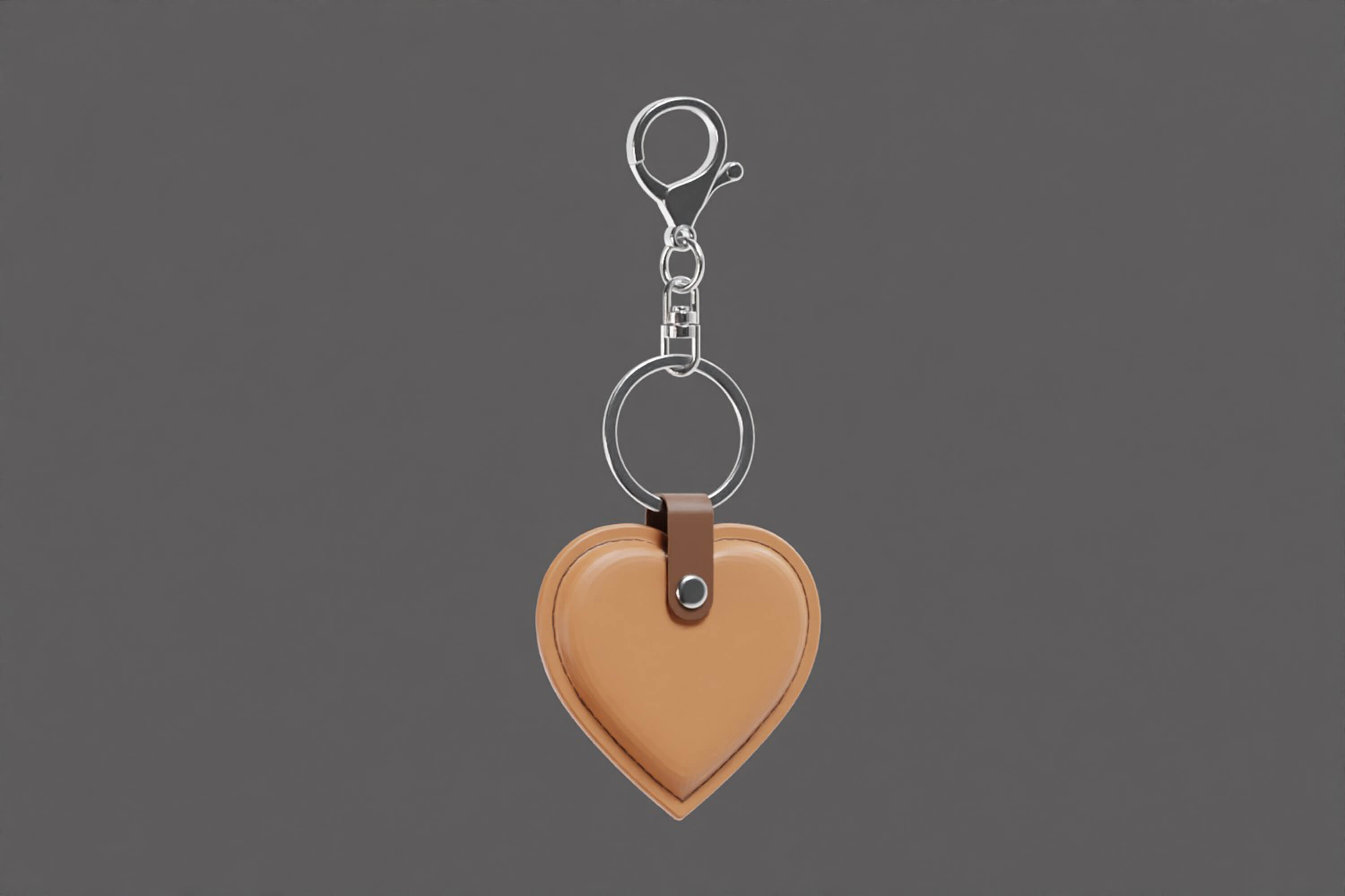 Heart Shaped Leather Keychain 3D Model