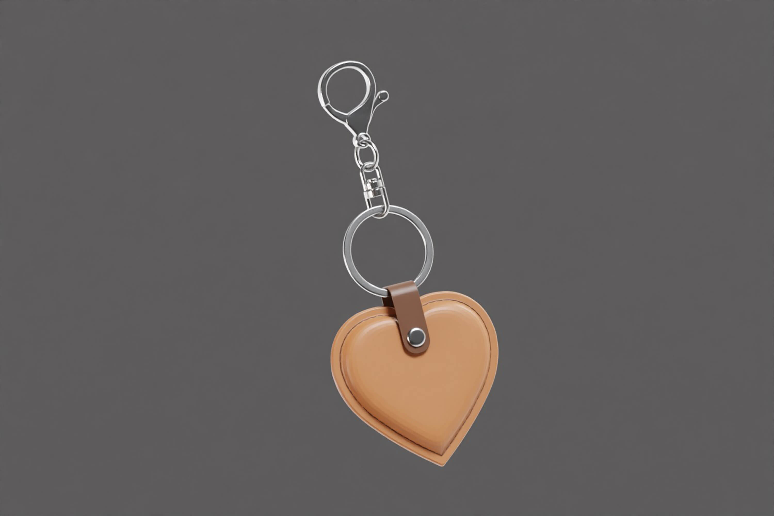 Heart Shaped Leather Keychain 3D Model