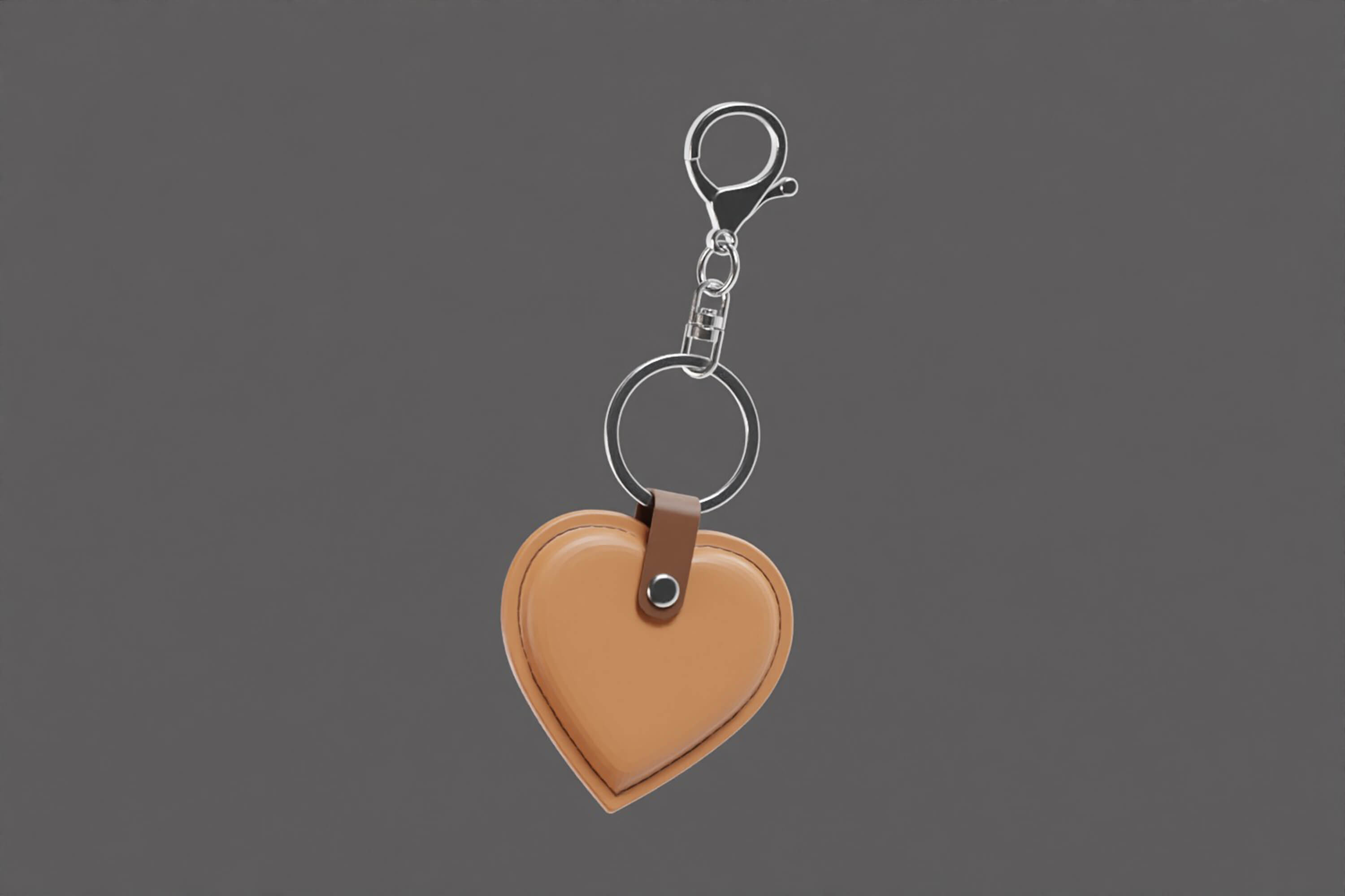 Heart Shaped Leather Keychain 3D Model