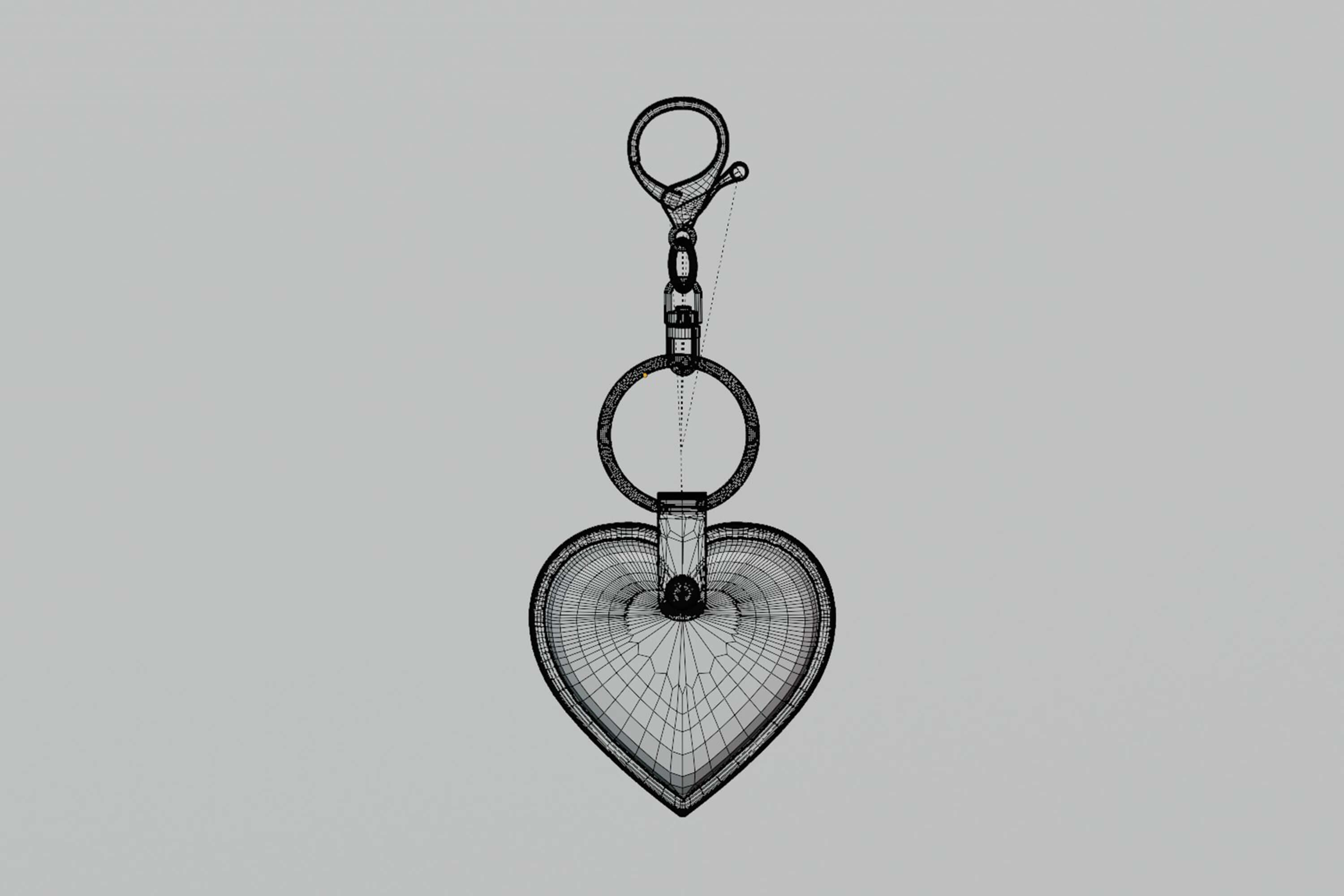 Heart Shaped Leather Keychain 3D Model