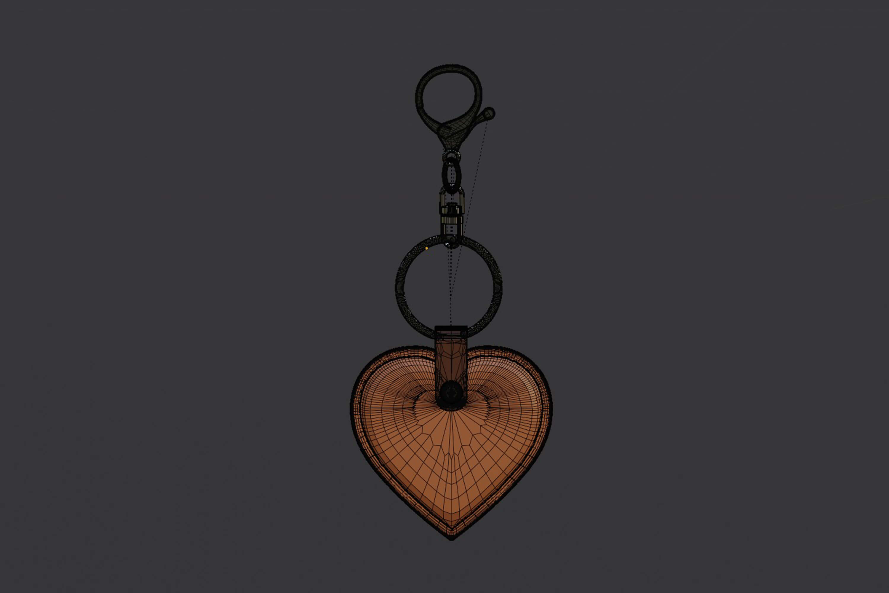 Heart Shaped Leather Keychain 3D Model