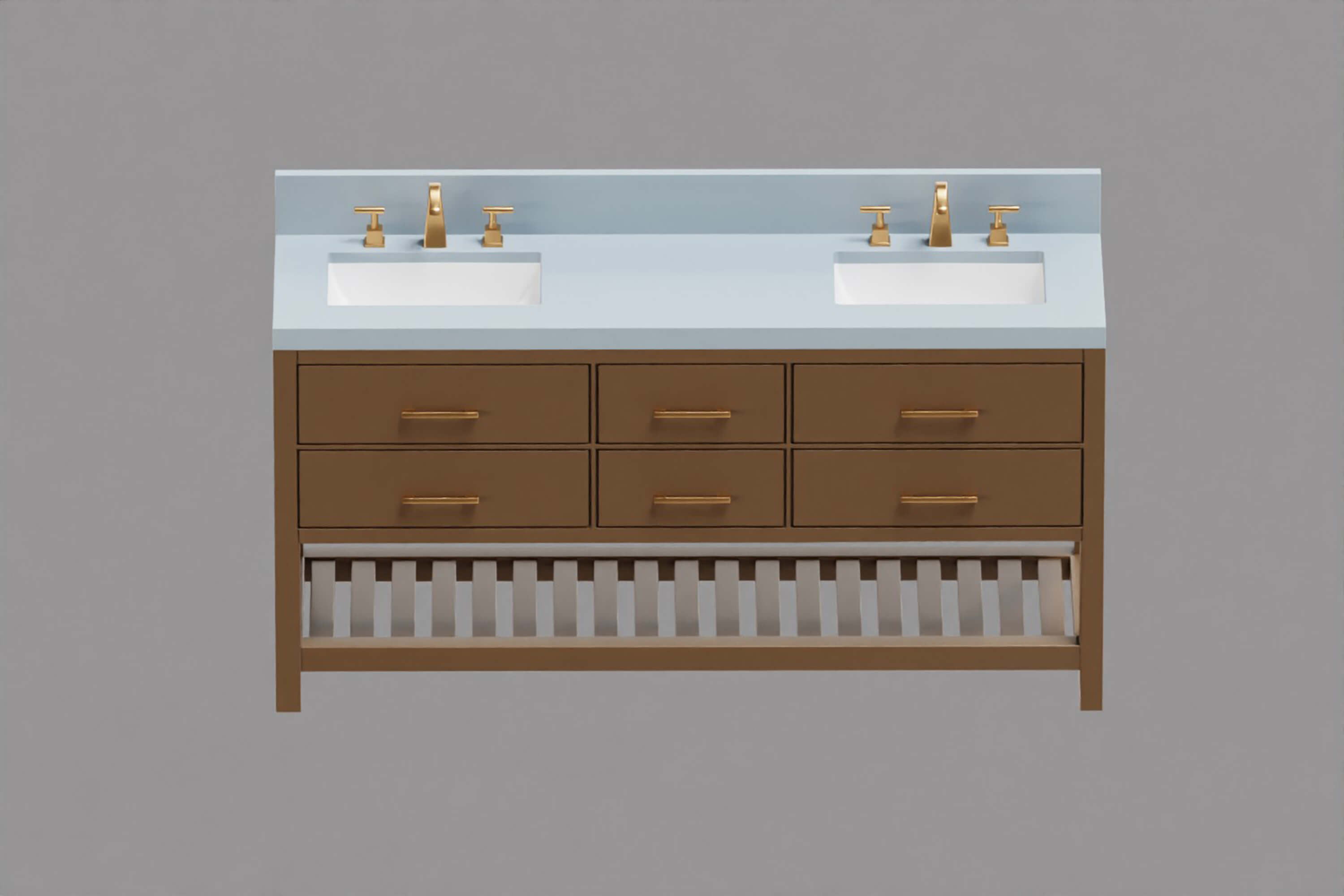 Modern Double Sink Bathroom Vanity Cabinet 3D Model