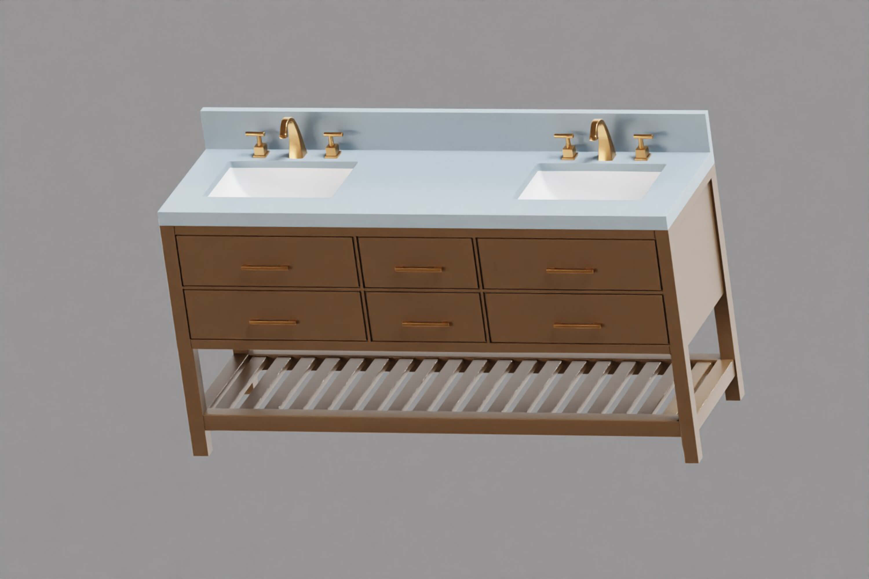 Modern Double Sink Bathroom Vanity Cabinet 3D Model