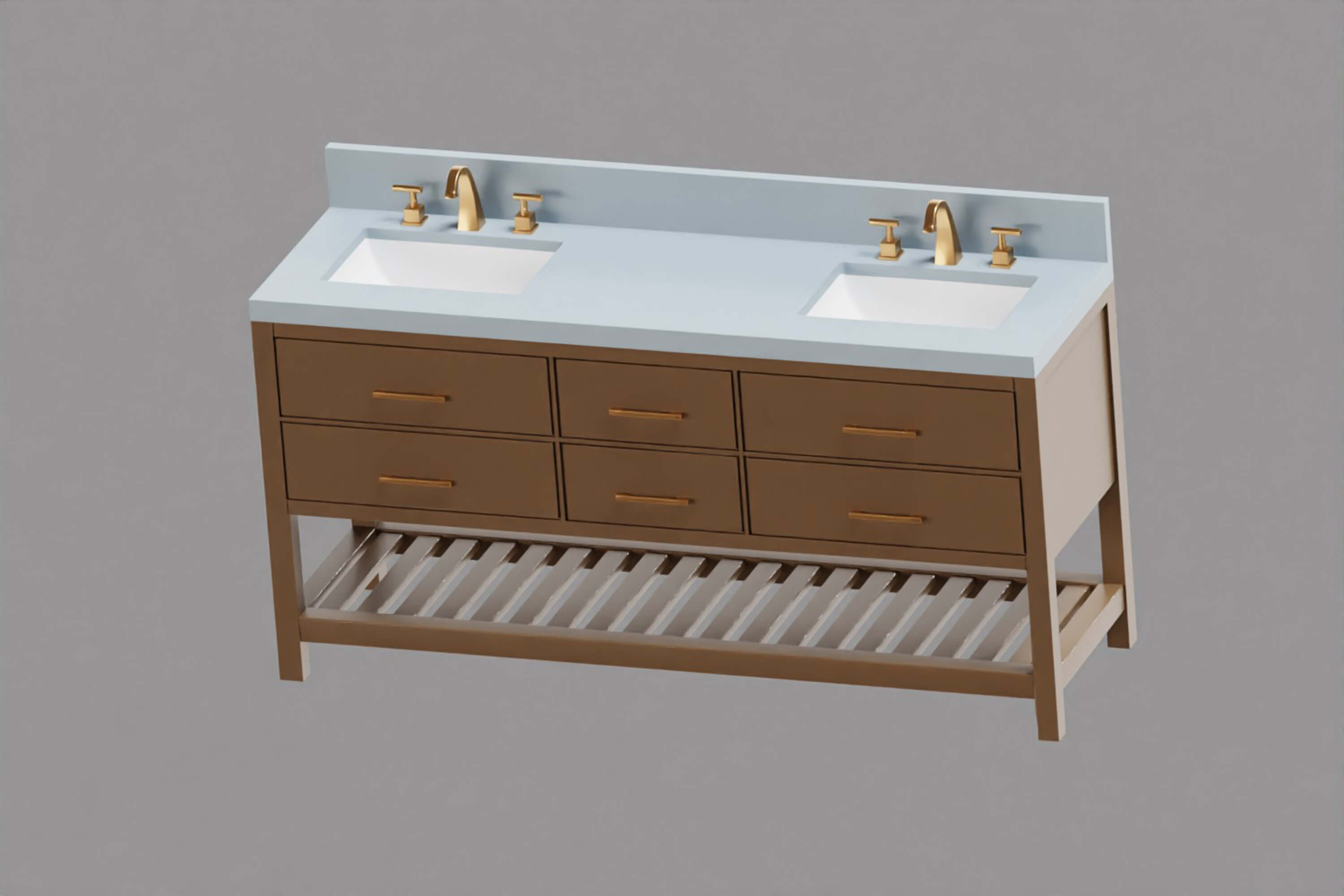 Modern Double Sink Bathroom Vanity Cabinet 3D Model