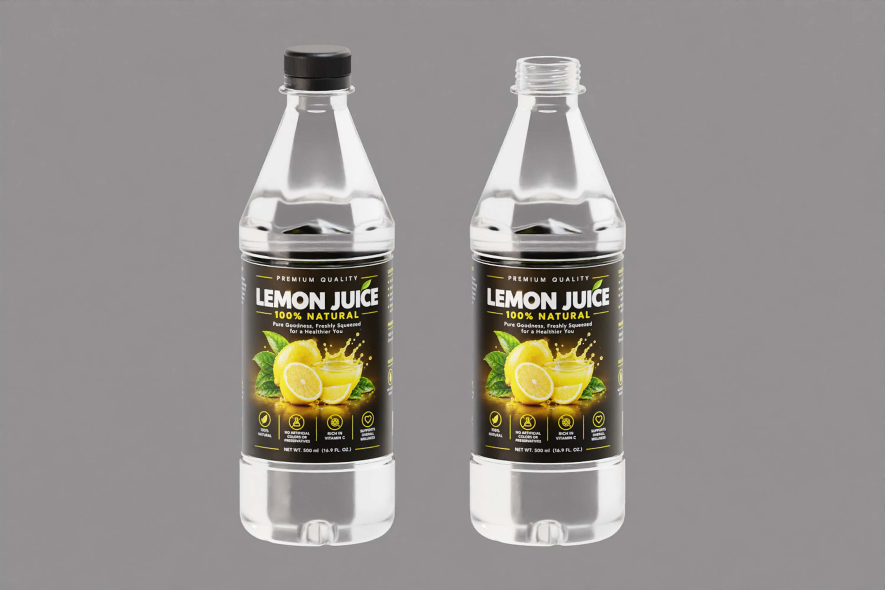 Premium Lemon Juice Bottles 3D Model