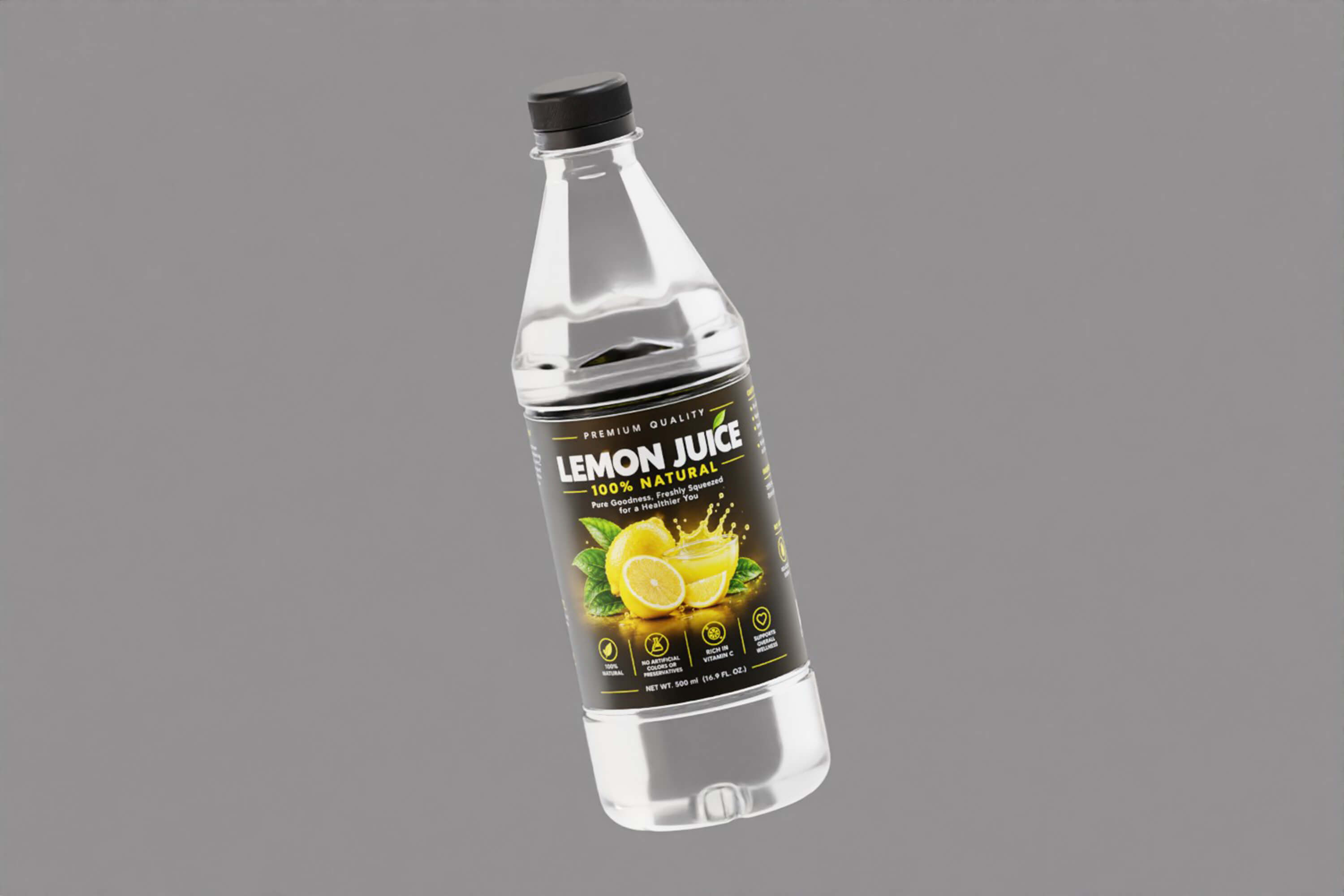 Premium Lemon Juice Bottles 3D Model