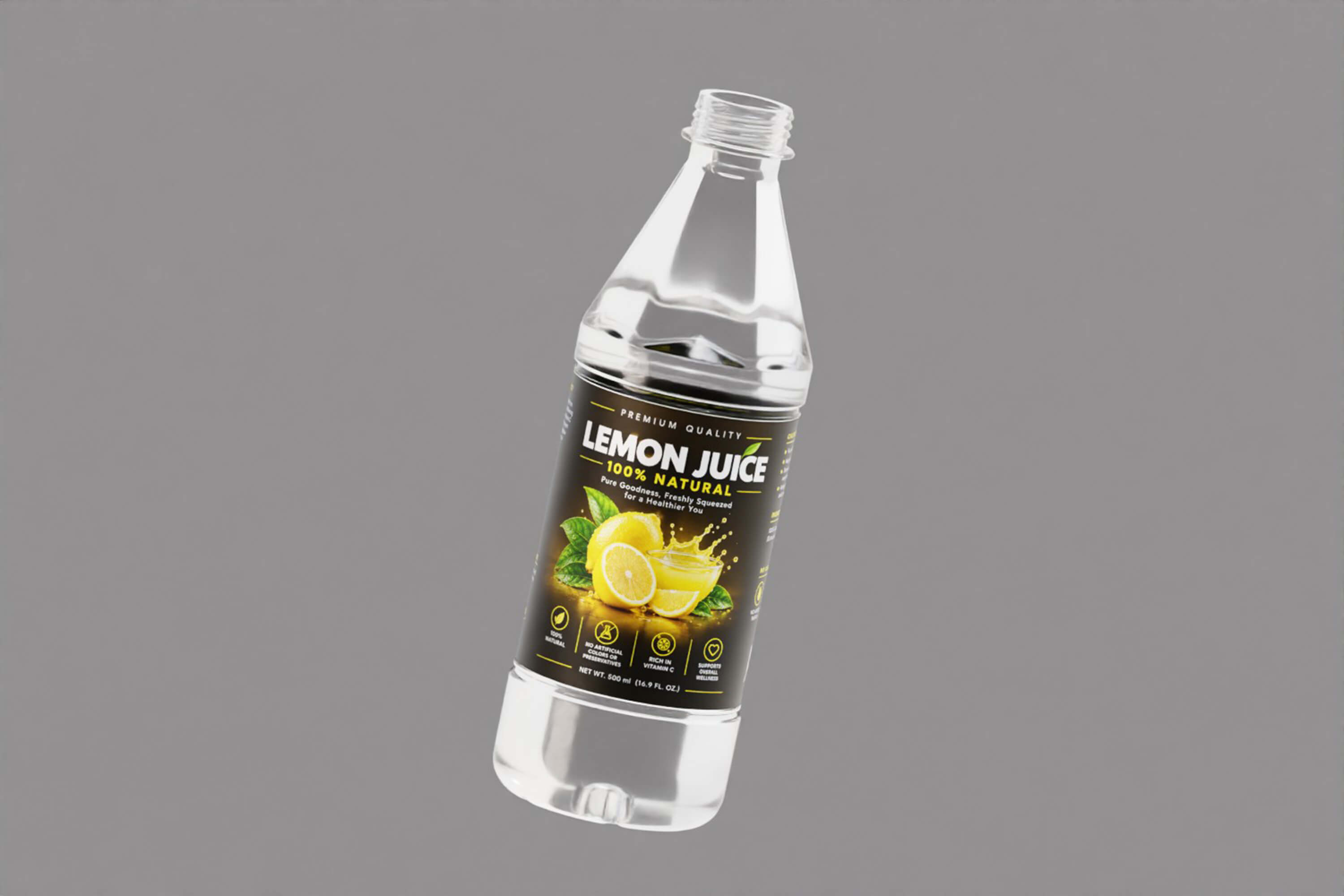 Premium Lemon Juice Bottles 3D Model