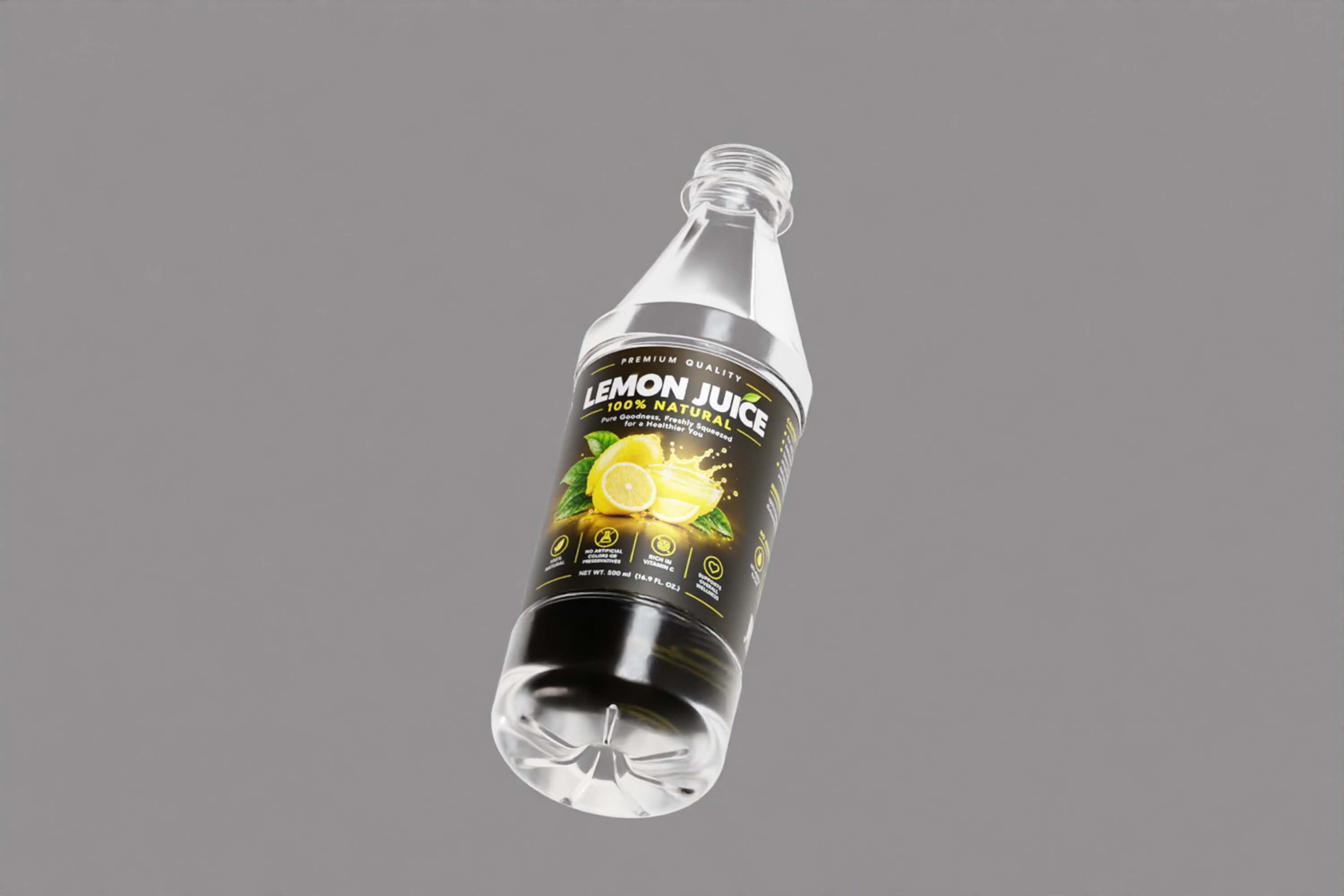 Premium Lemon Juice Bottles 3D Model
