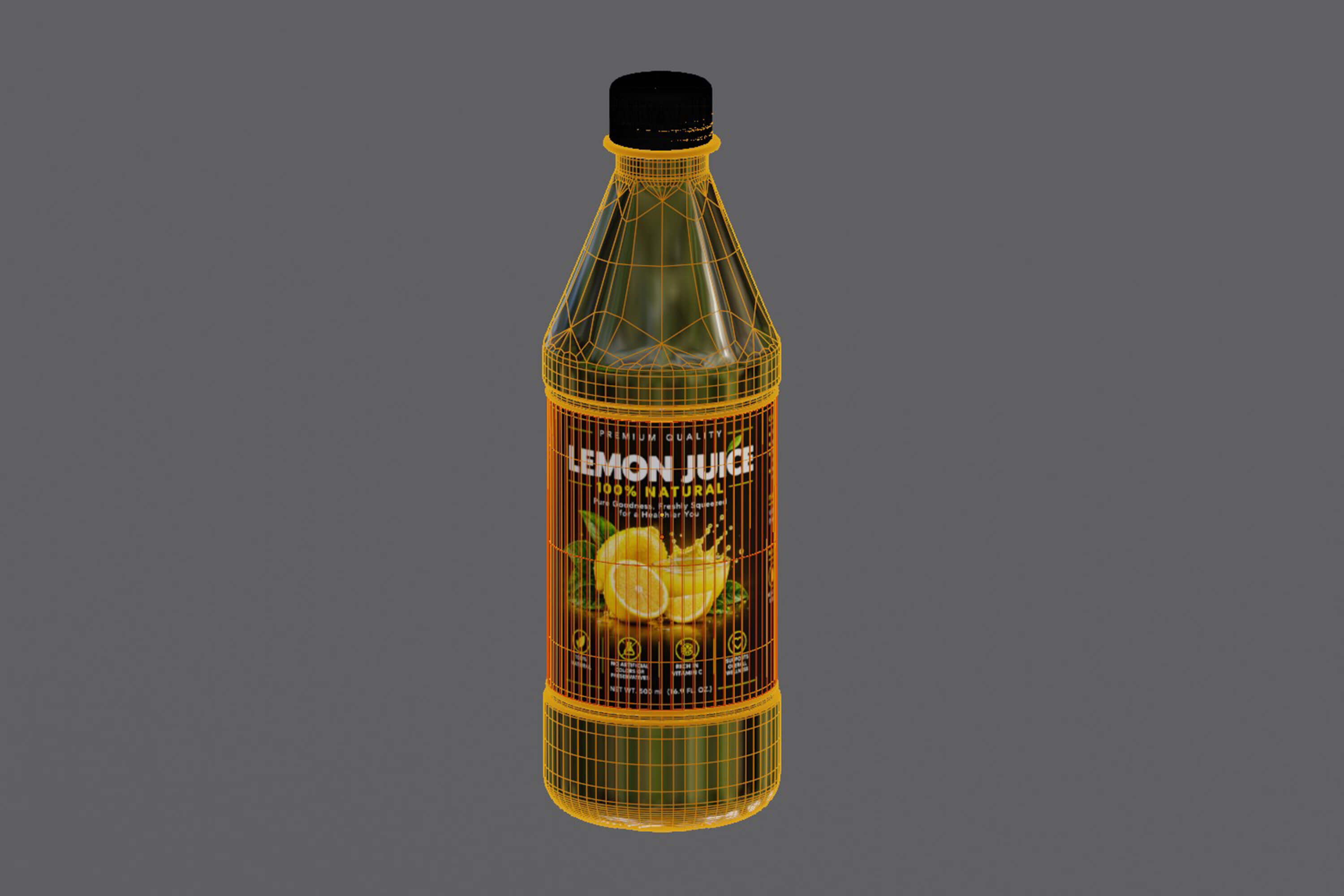 Premium Lemon Juice Bottles 3D Model
