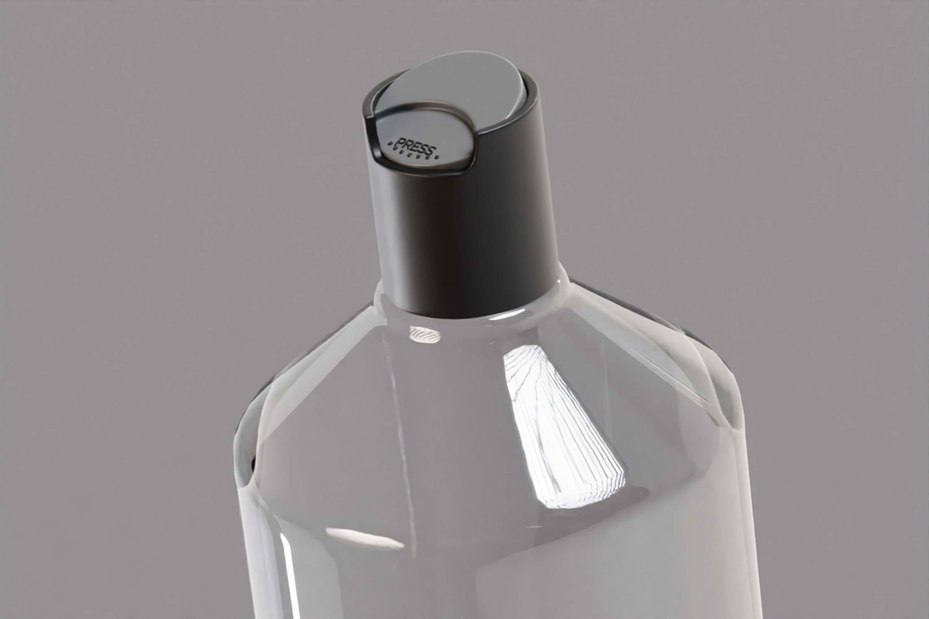 Transparent Cosmetic Bottle black Cap 3D Model