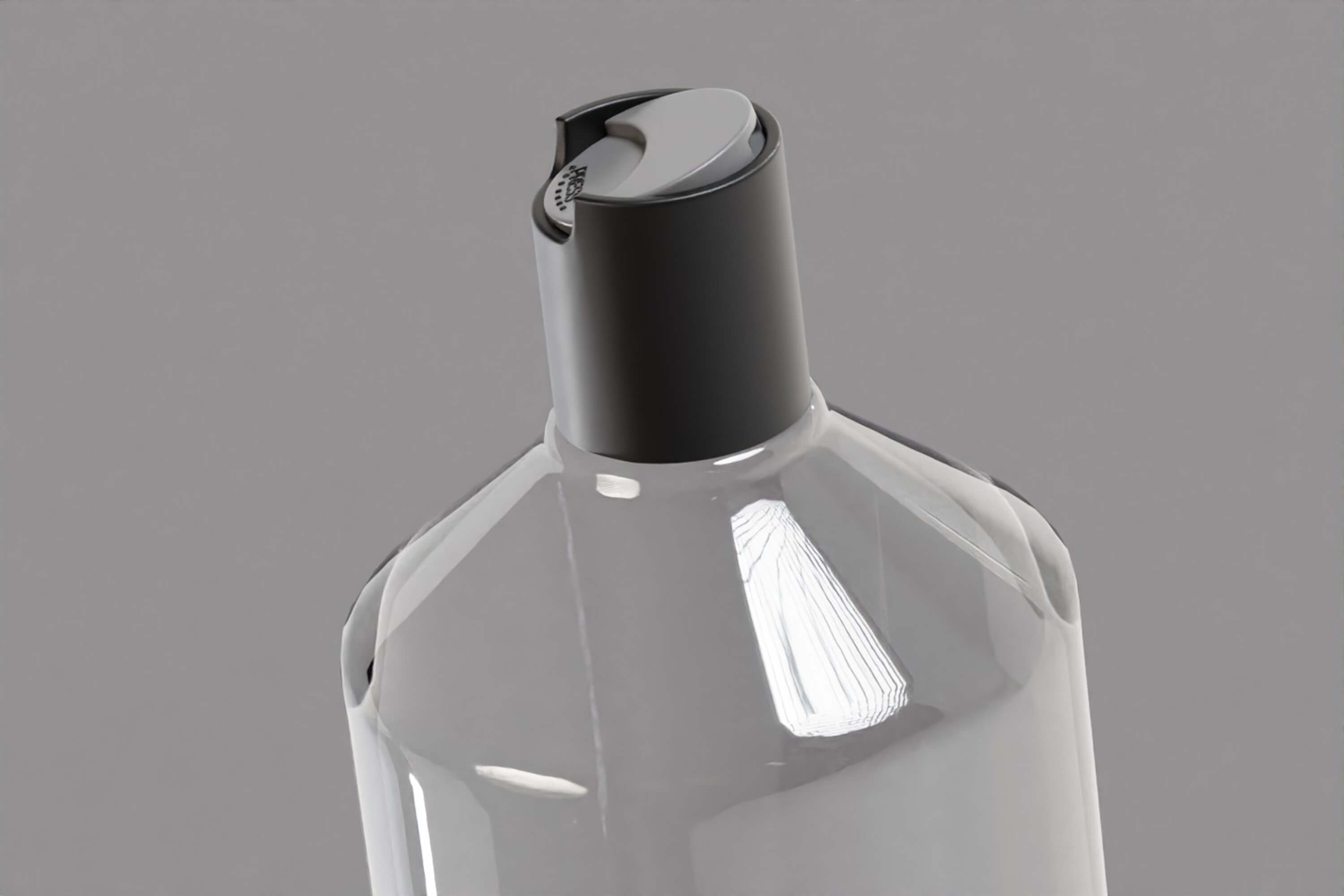 Transparent Cosmetic Bottle black Cap 3D Model
