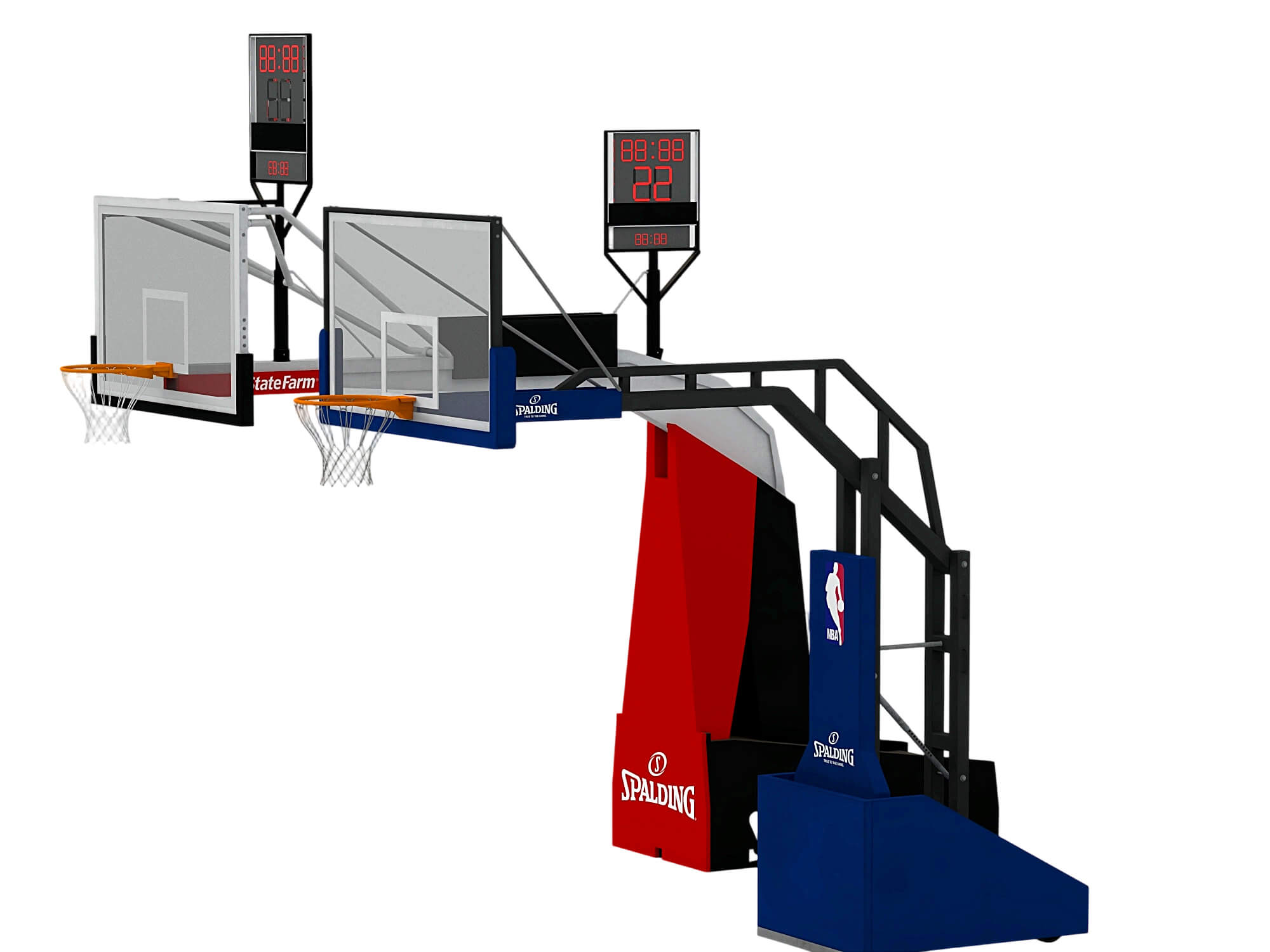 Professional Basketball Hoop Set with Shot Clocks and 3D Model