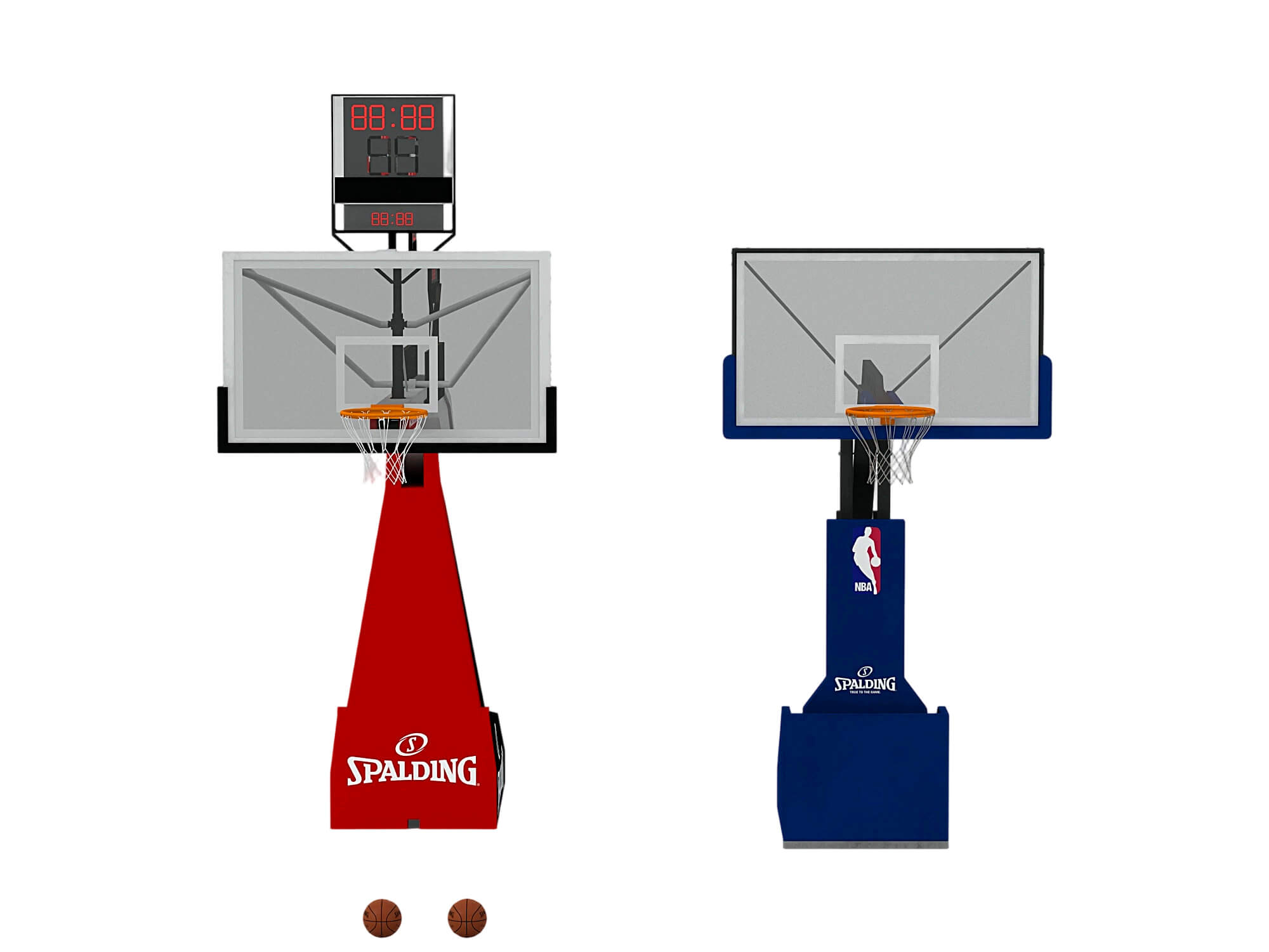 Professional Basketball Hoop Set with Shot Clocks and 3D Model