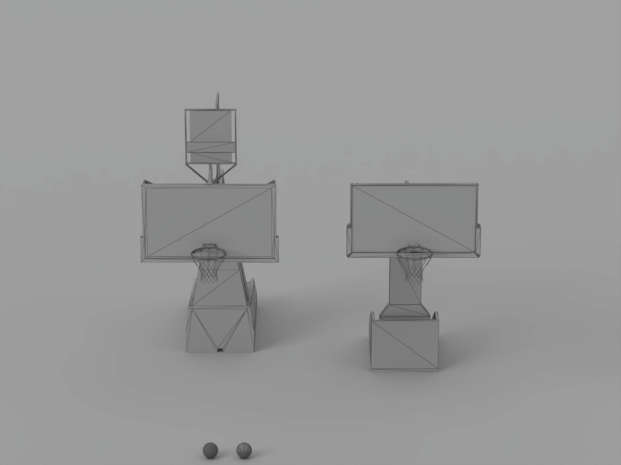 Professional Basketball Hoop Set with Shot Clocks and 3D Model