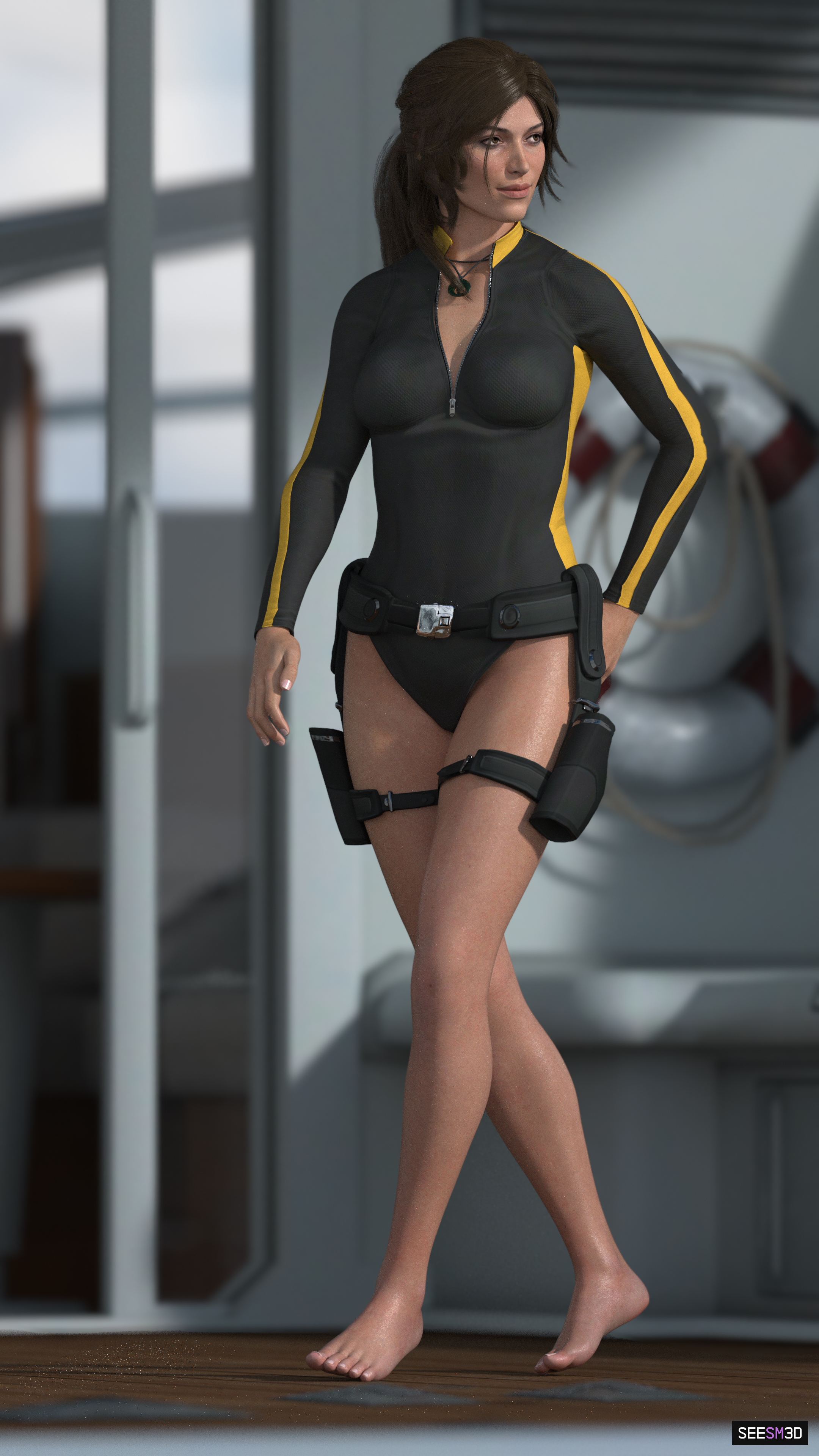 Diver Lara 3D Render, Digital Artwork by SeeSm3D