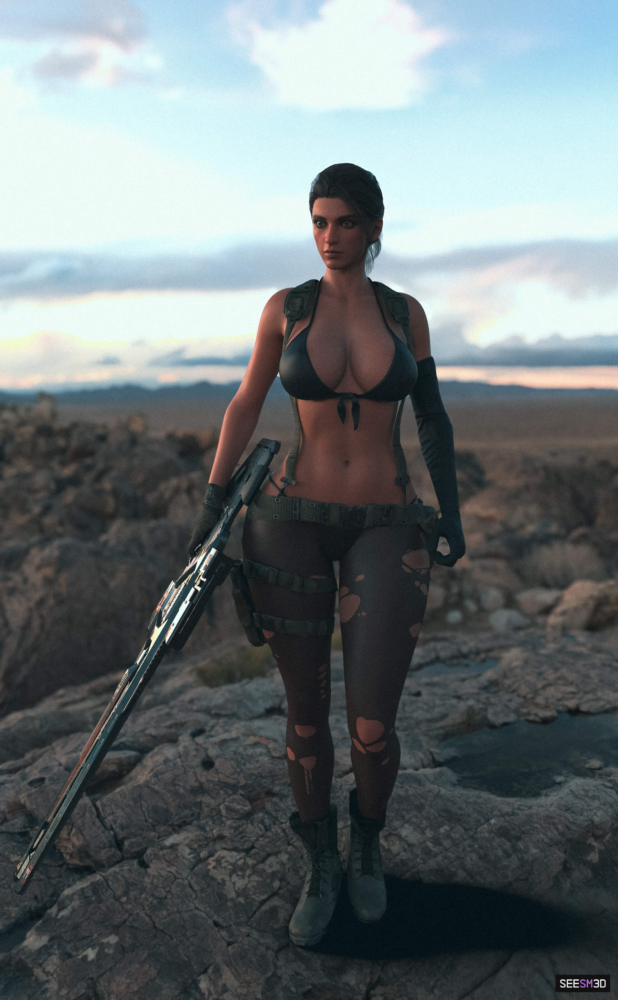 Hailey Quiet Sniper 3D Render, Digital Artwork by SeeSm3D