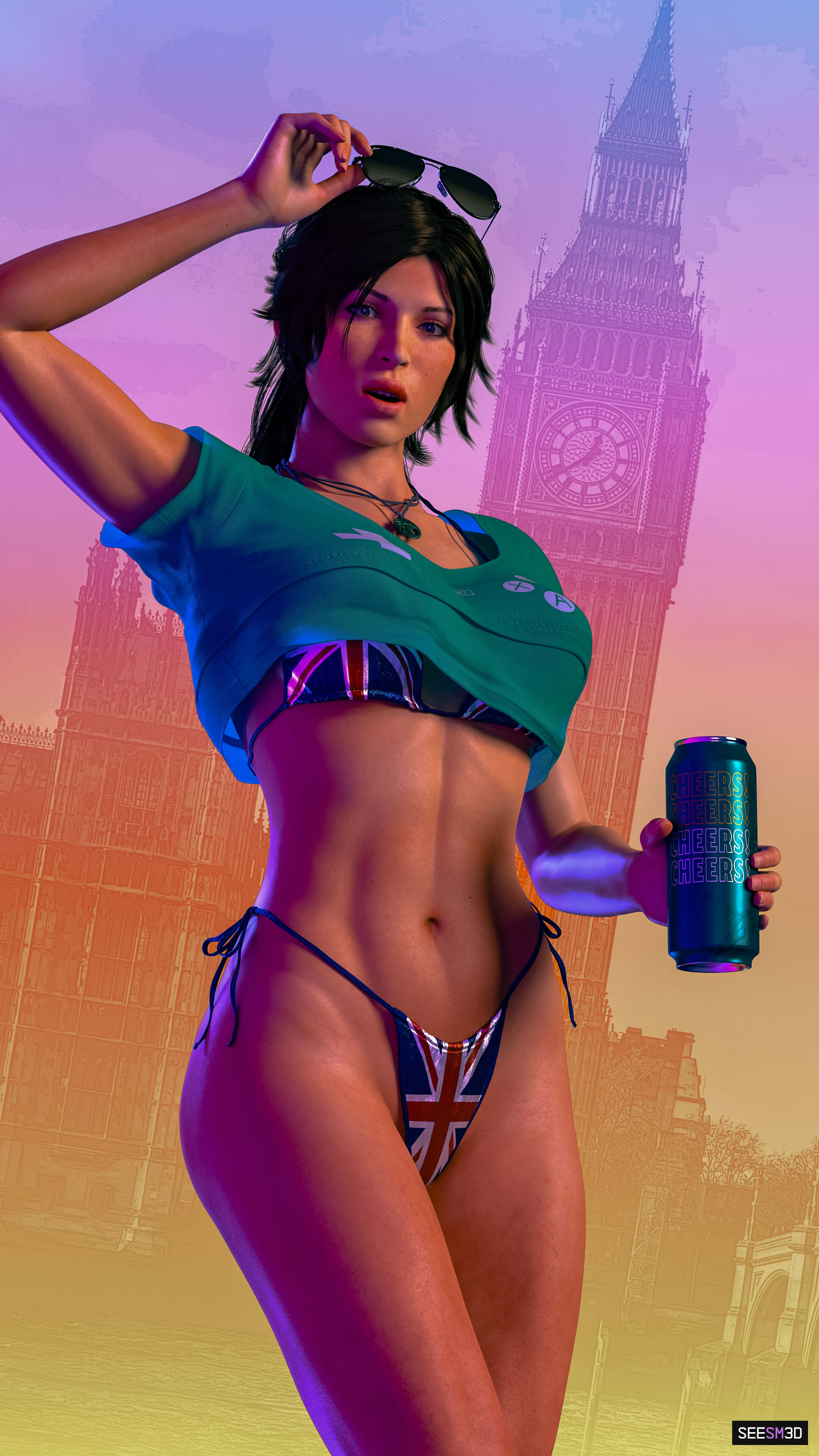 Lara Croft Cover Girl 3D Render, Digital Artwork by SeeSm3D