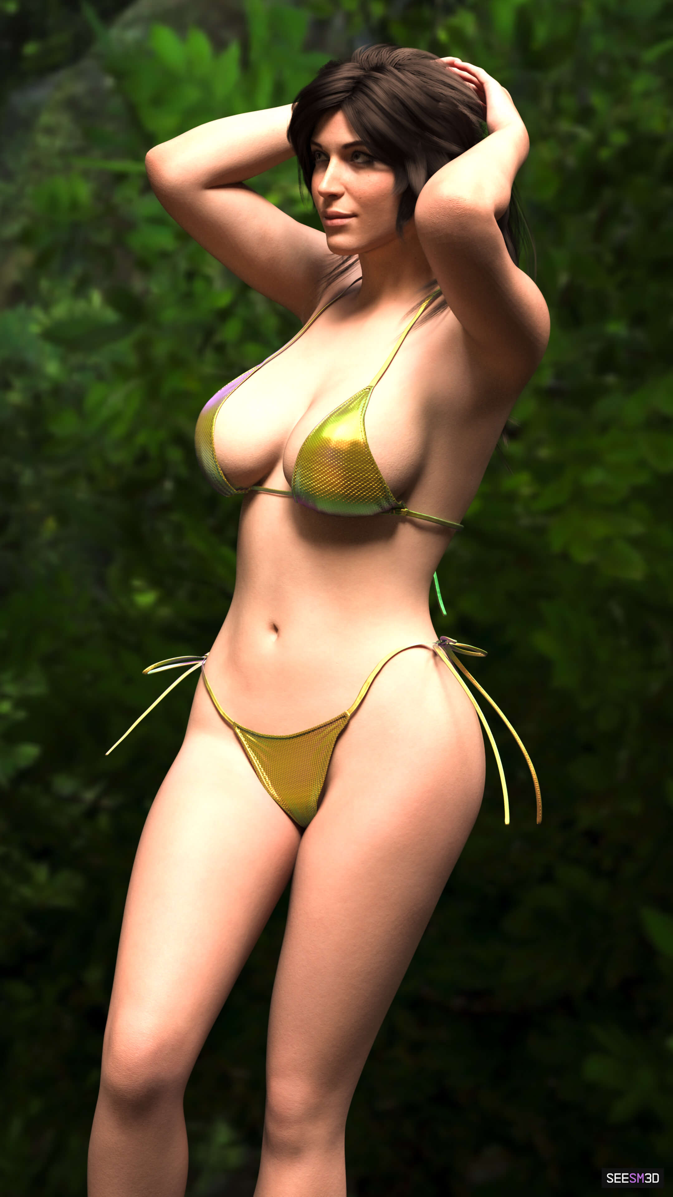 Lara Croft Golden Week 3D Render, Digital Artwork by SeeSm3D