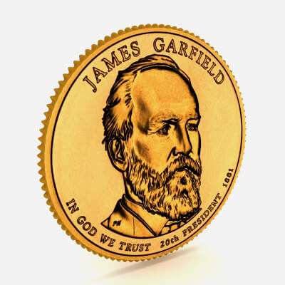 20th President James A Garfield Presidential $1 Coin