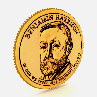23rd President Benjamin Harrison Presidential $1 Coin