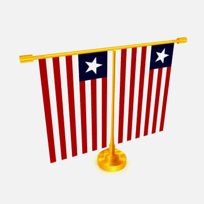 Decorative Desk Flag on Double Flagpole