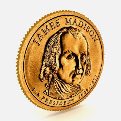 4th PRESIDENT James Madison Presidential $1 Coin
