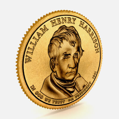 9 th PRESIDENT William Henry Harrison Presidential $1 Coin